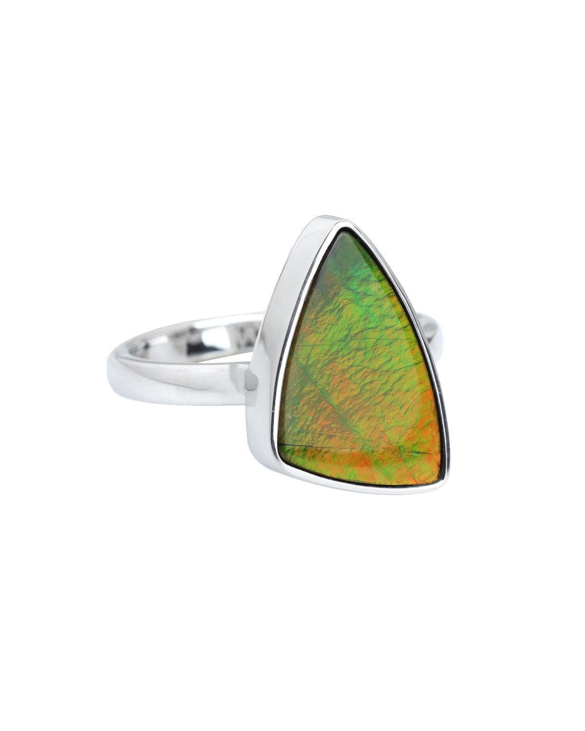 7.55 Ct. Ammolite Solid 925 Sterling Silver Ring - YoTreasure