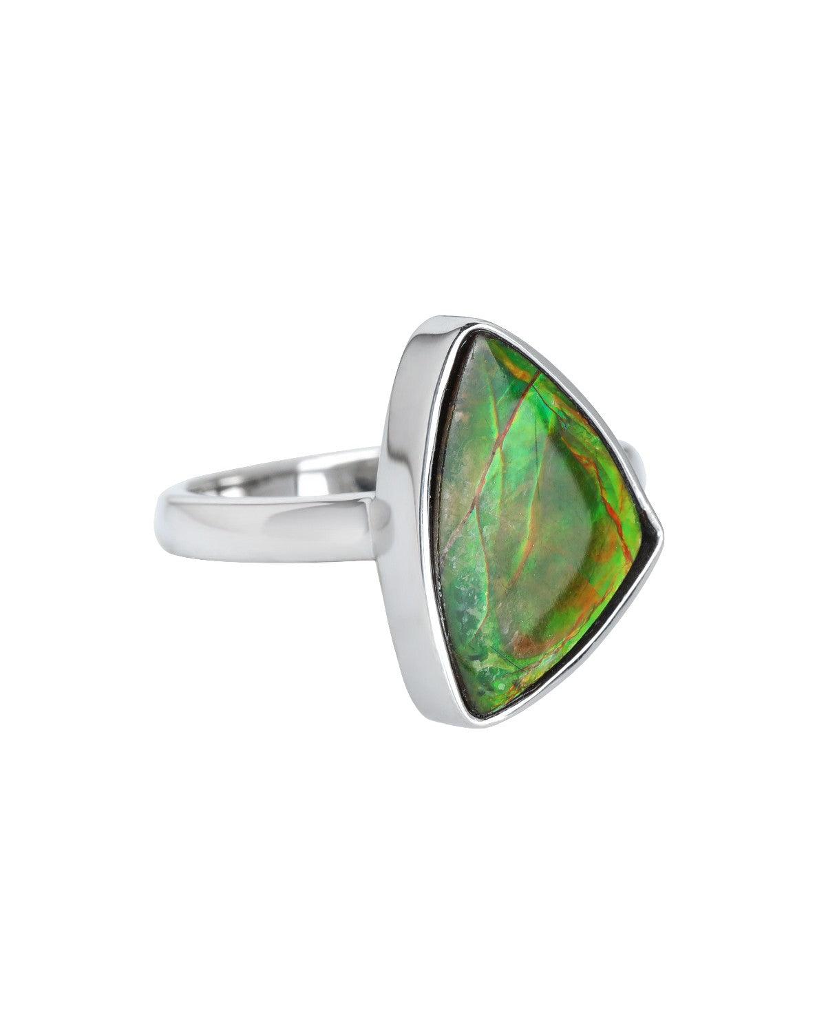 5.65 Ct. Ammolite Solid 925 Sterling Silver Ring - YoTreasure