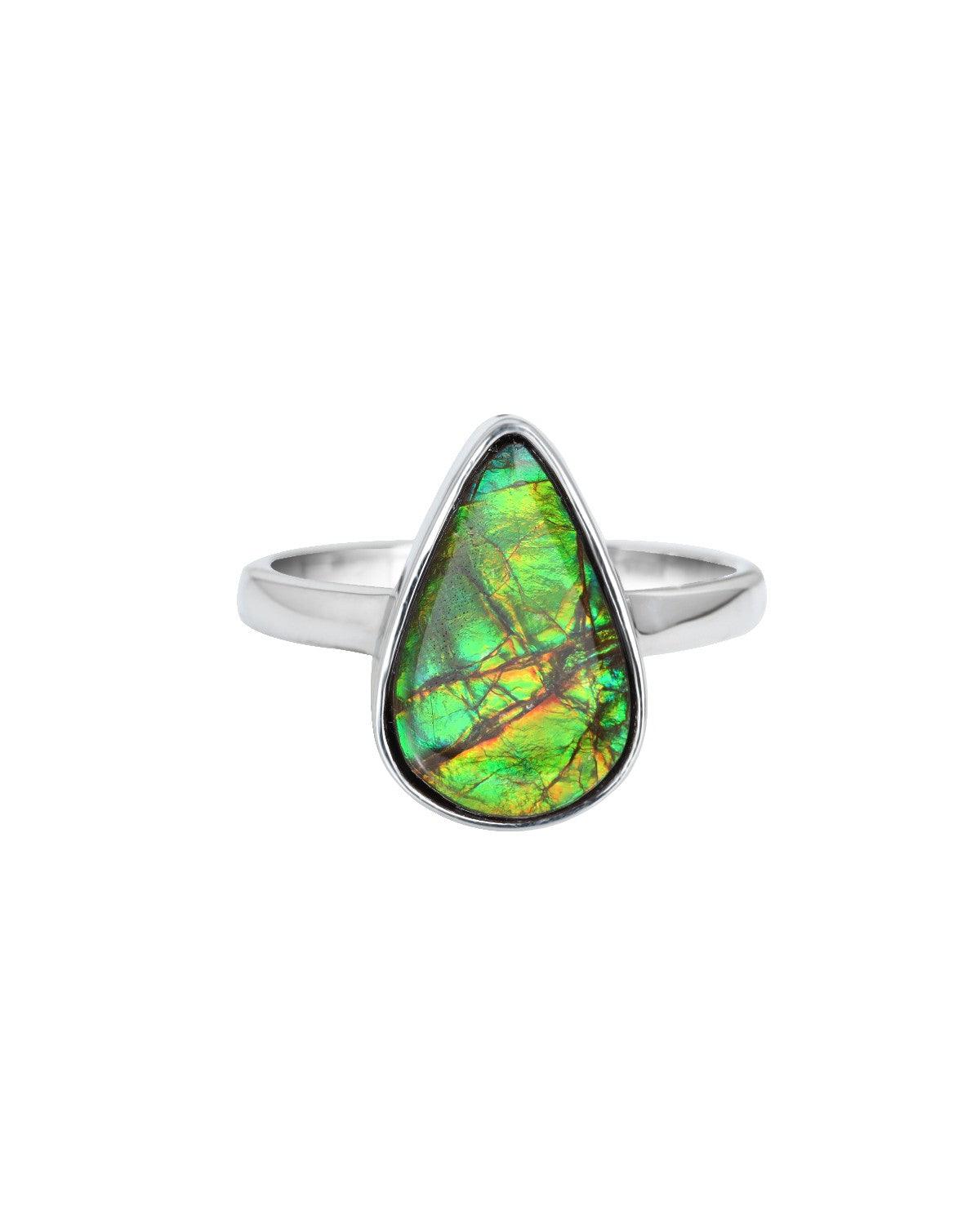 6 Ct. Ammolite Ring Solid 925 Sterling Silver Jewelry - YoTreasure