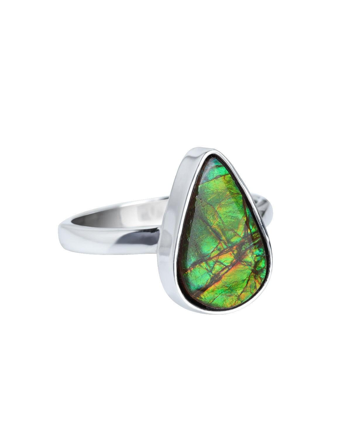 6 Ct. Ammolite Ring Solid 925 Sterling Silver Jewelry - YoTreasure