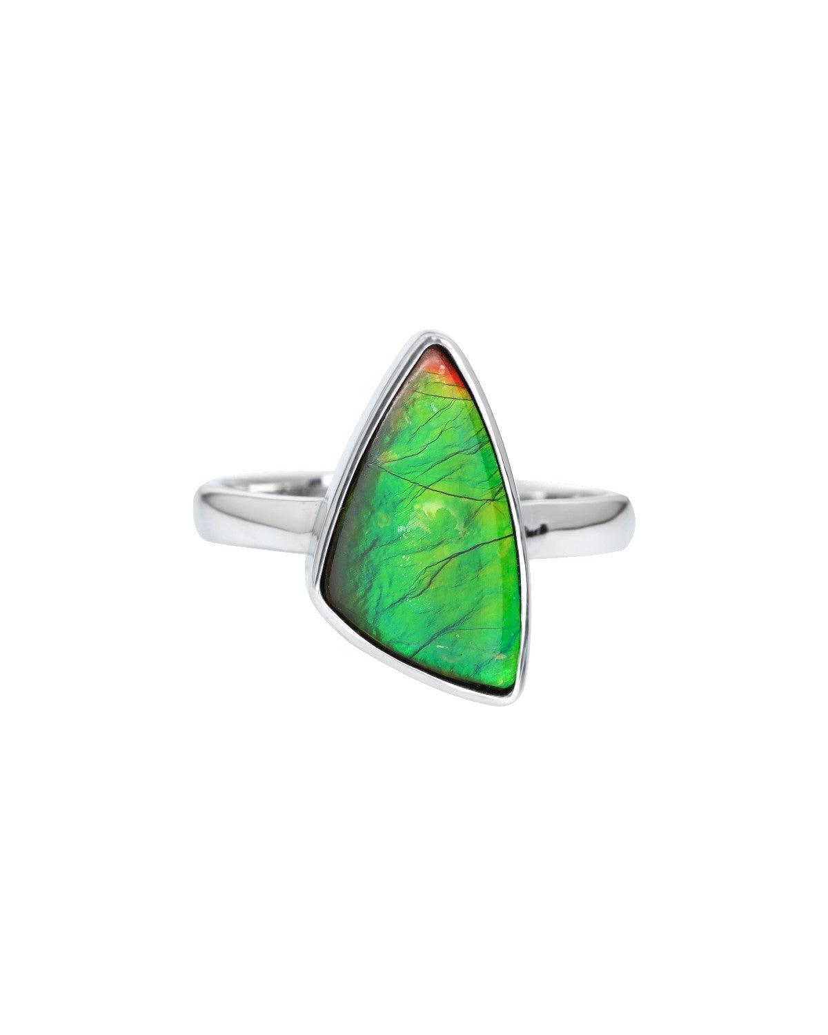 5.75 Ct. Ammolite Solid 925 Sterling Silver Ring - YoTreasure