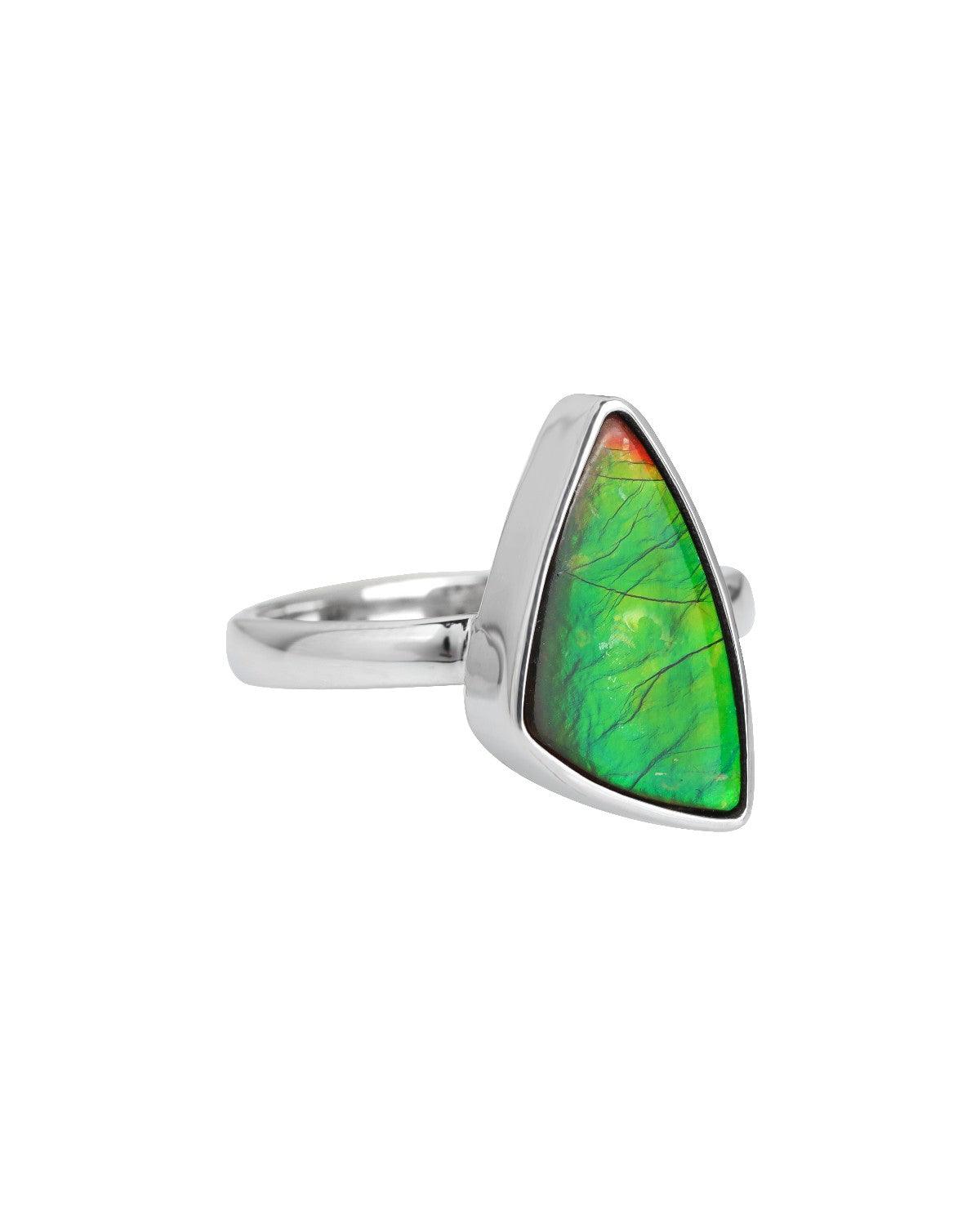 5.75 Ct. Ammolite Solid 925 Sterling Silver Ring - YoTreasure
