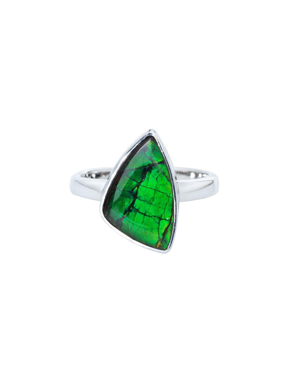 4.50 Ct. Ammolite Ring Solid 925 Sterling Silver Gemstone Jewelry - YoTreasure