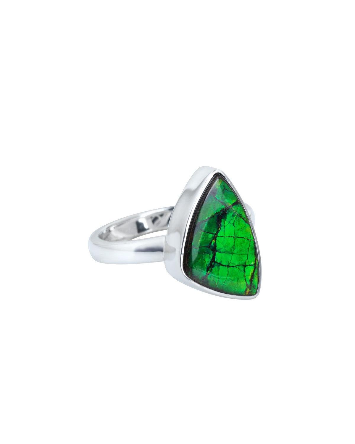 4.50 Ct. Ammolite Ring Solid 925 Sterling Silver Gemstone Jewelry - YoTreasure