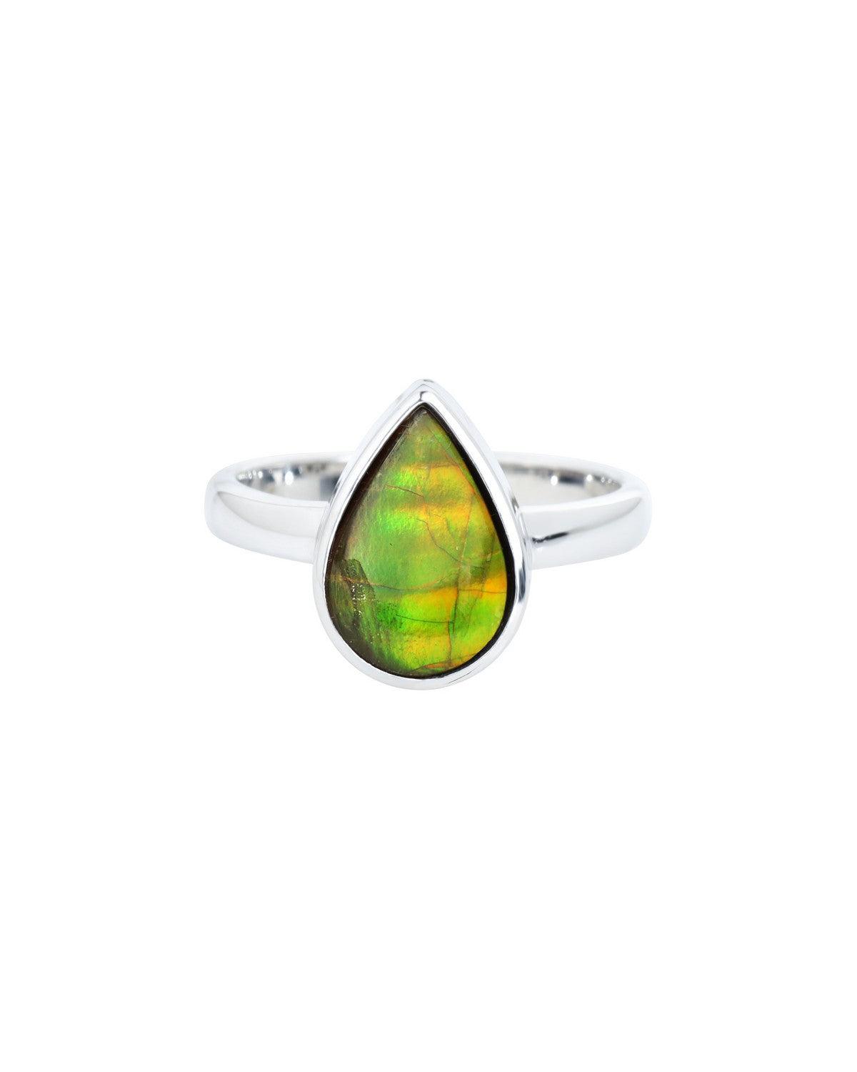 3.50 Ct. Ammolite Solid 925 Sterling Silver Statement Ring - YoTreasure