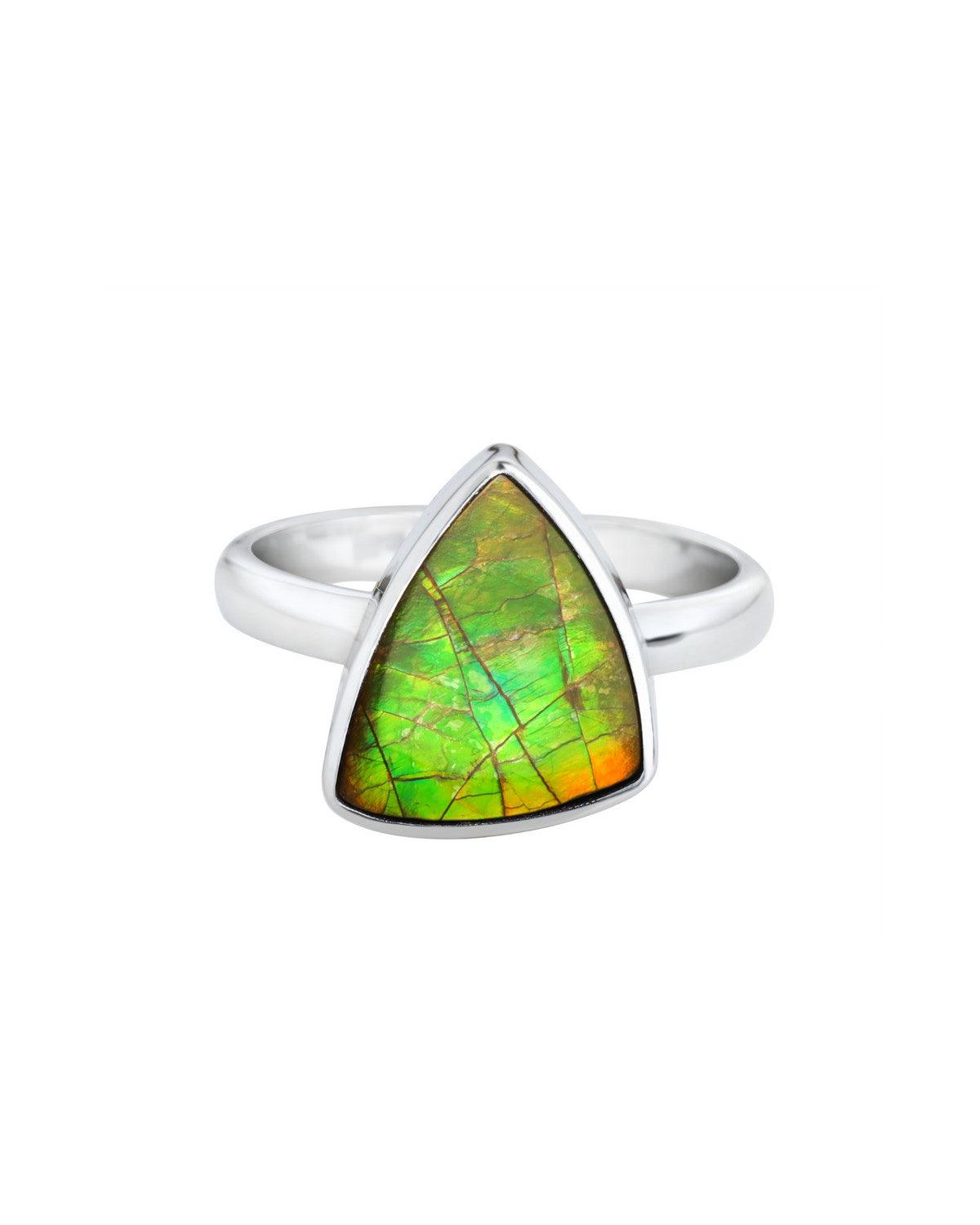 5.25 Ct. Ammolite Ring Solid 925 Sterling Silver Jewelry - YoTreasure