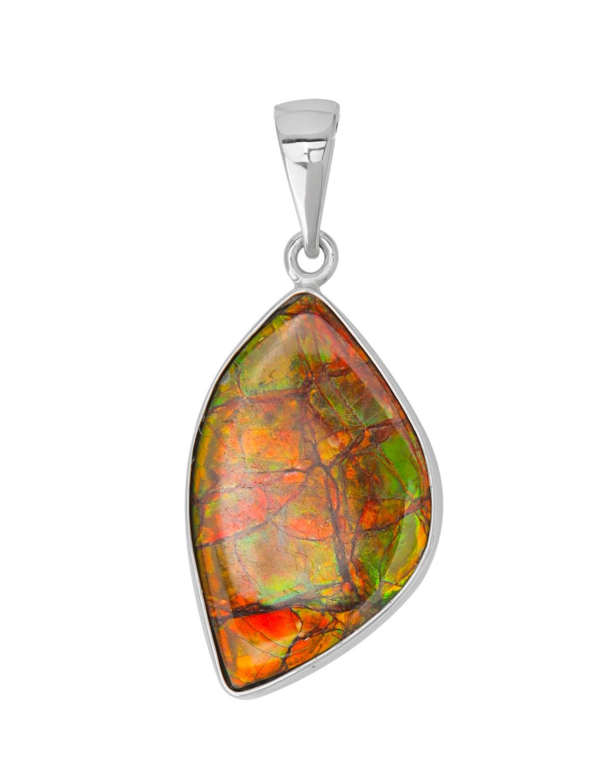 10.90 Ct. Ammolite 925 Sterling Silver Necklace Pendant Jewelry - YoTreasure
