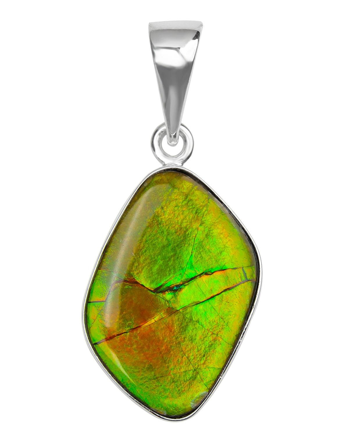 9 Ct. Ammolite 925 Sterling Silver Necklace Pendant Jewelry - YoTreasure