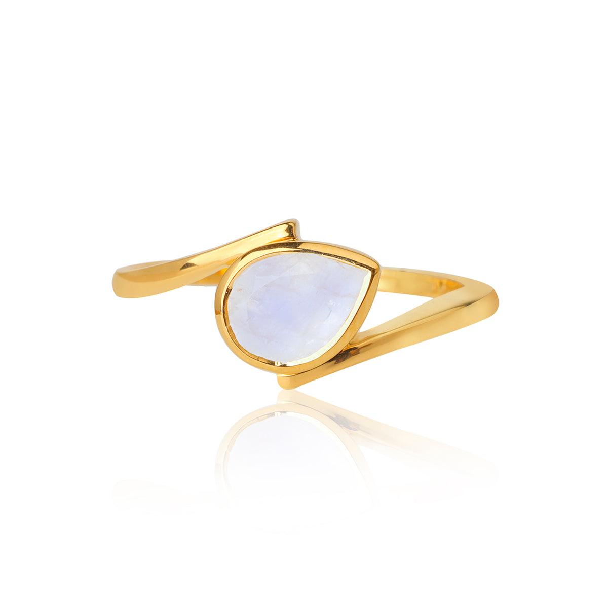 Moonstone Solitaire Ring in Gold Over 925 Sterling Silver Jewelry - YoTreasure
