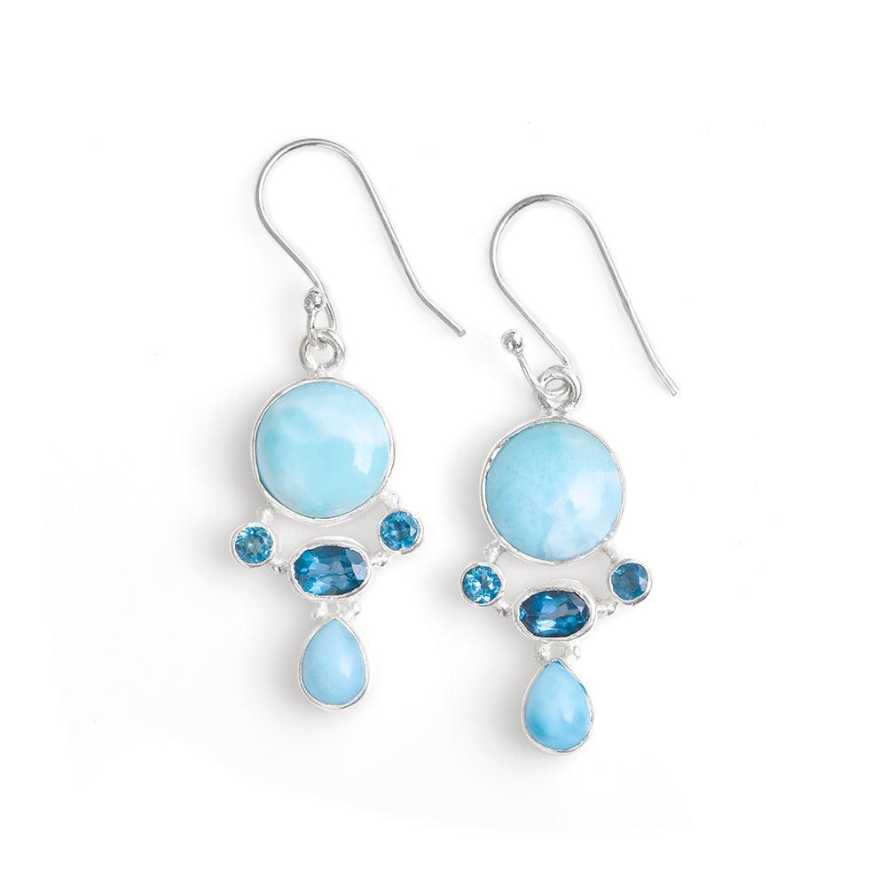 1.77" Larimar London Blue Topaz Solid 925 Sterling Silver Dangle Earrings Jewelry - YoTreasure