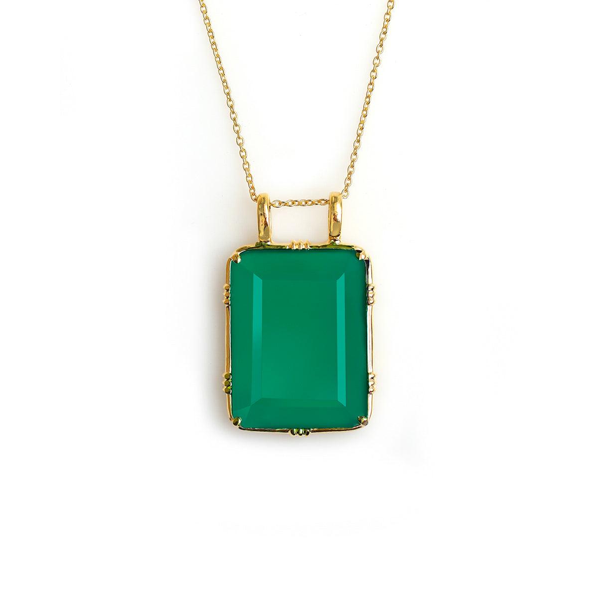 Green Onyx Necklace 14kt Gold Over 925 Silver Chain Pendant Necklace Jewelry - YoTreasure