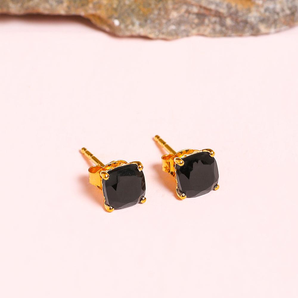 1.80 Ct. Black Onyx Solid 10k Yellow Gold Stud Earrings - YoTreasure