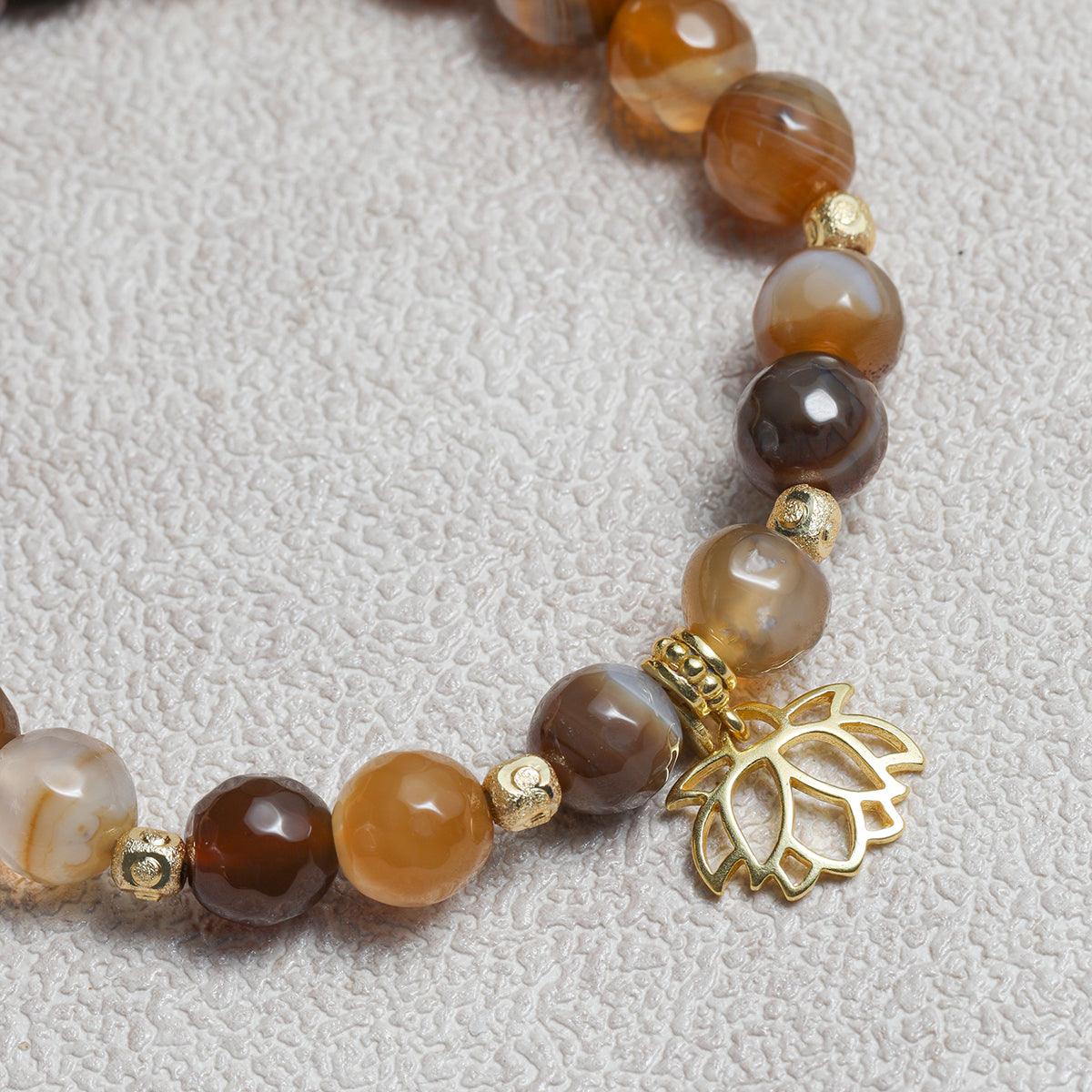 Brown Multi Onyx Beads Bracelet in Brass Jewelry - YoTreasure