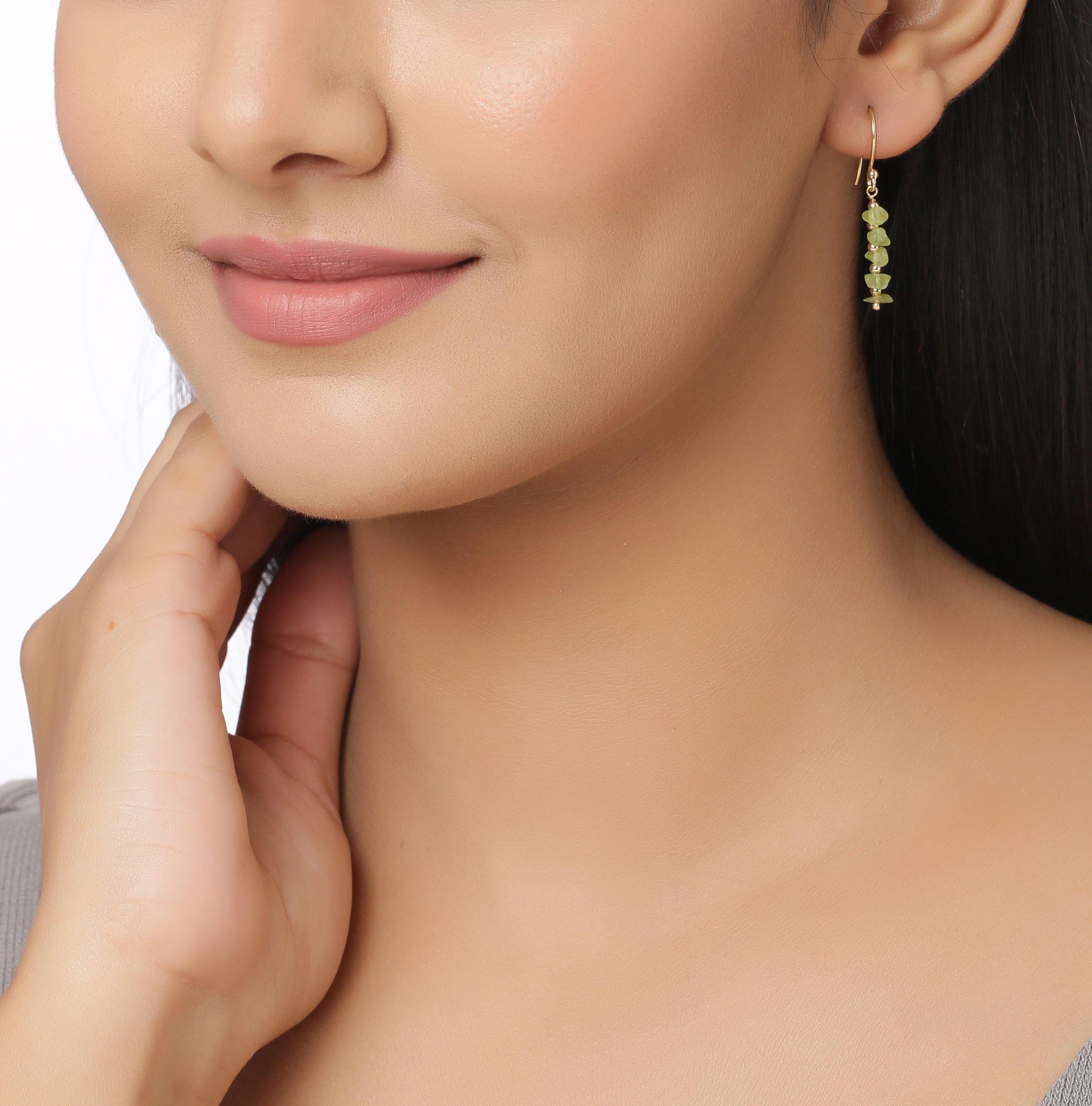Peridot Solid 925 Silver Gold Plated Dangle Earrings Jewelry - YoTreasure