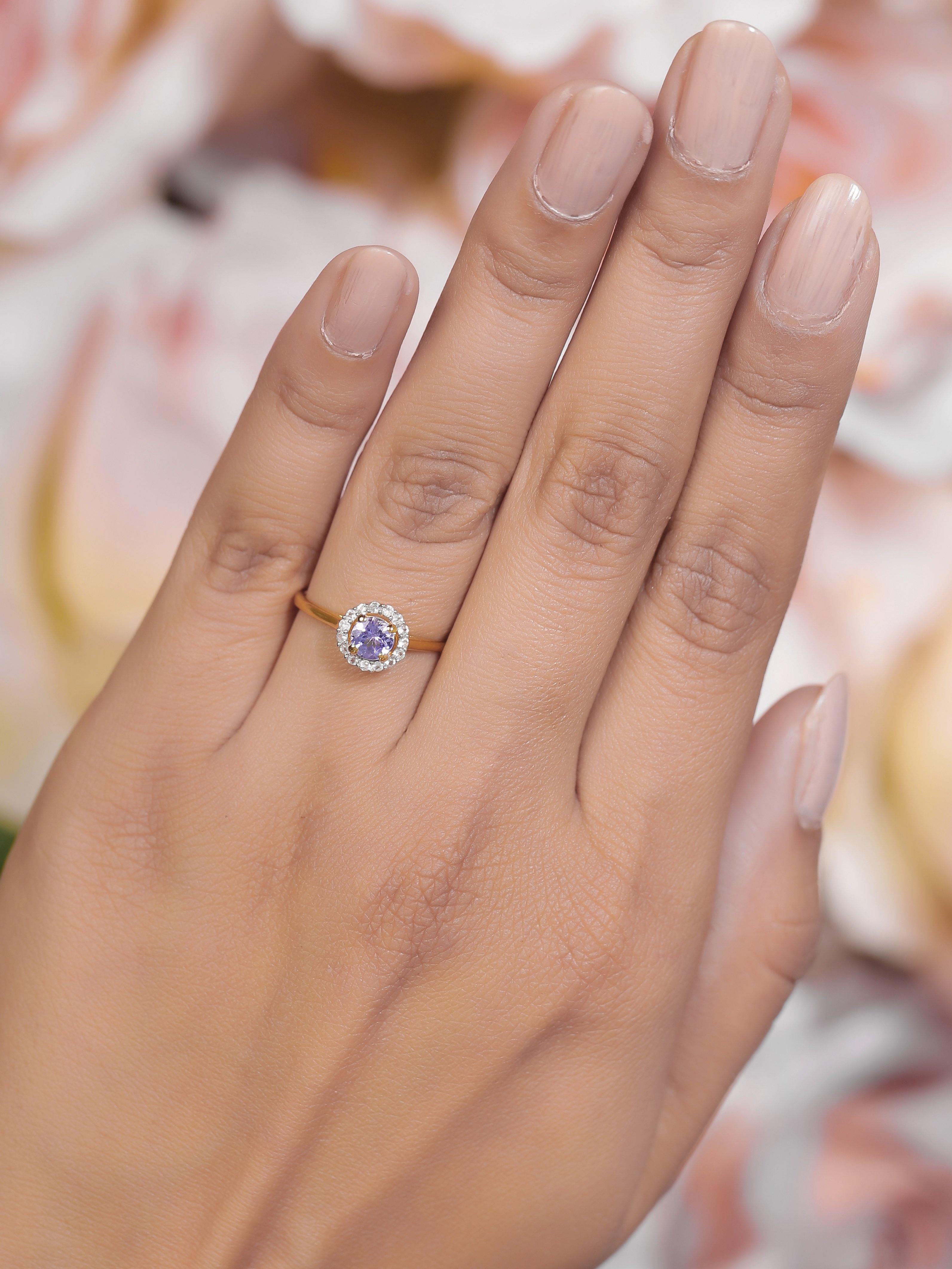 Tanzanite Solid 925 Sterling Silver Gold Plated Cluster Ring Jewelry - YoTreasure