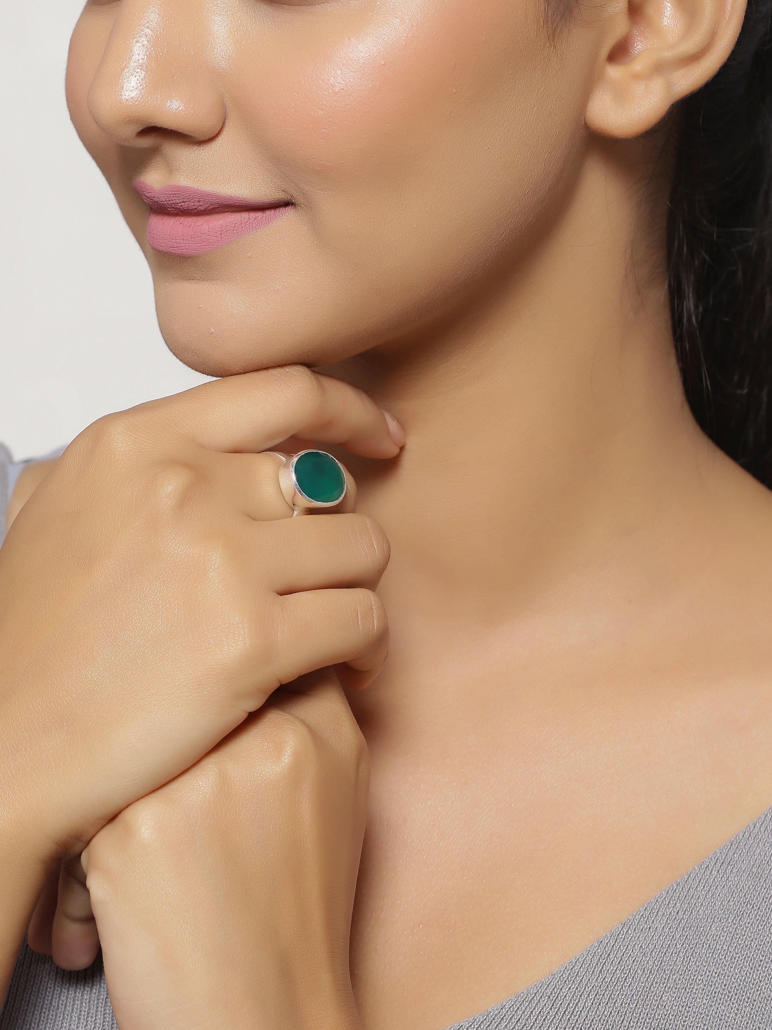 Green Onyx Solid 925 Sterling Silver Ring Jewelry - YoTreasure