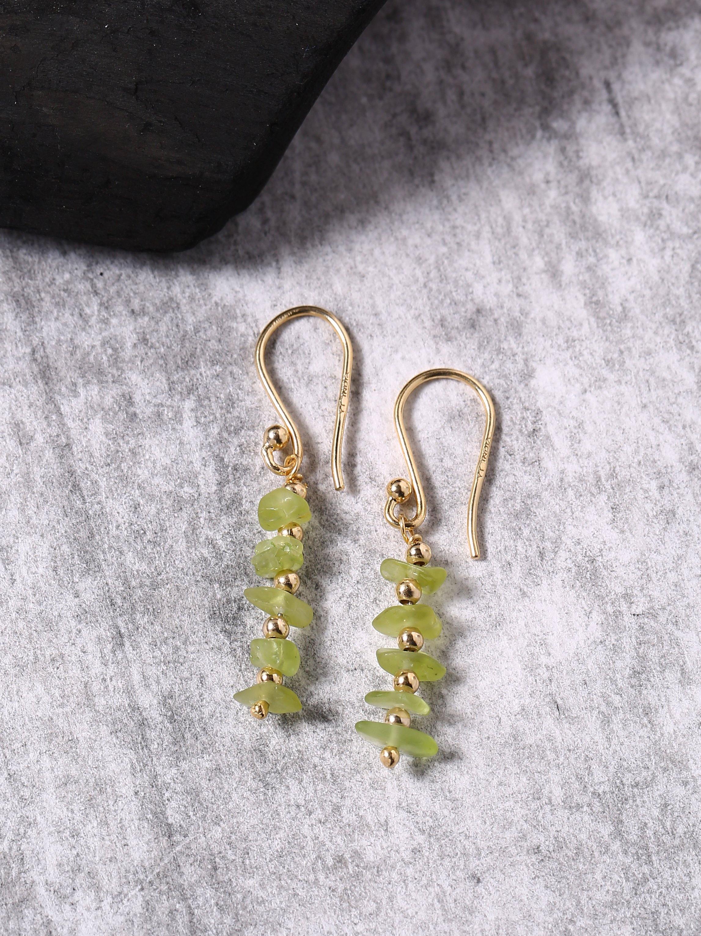 Peridot Solid 925 Silver Gold Plated Dangle Earrings Jewelry - YoTreasure