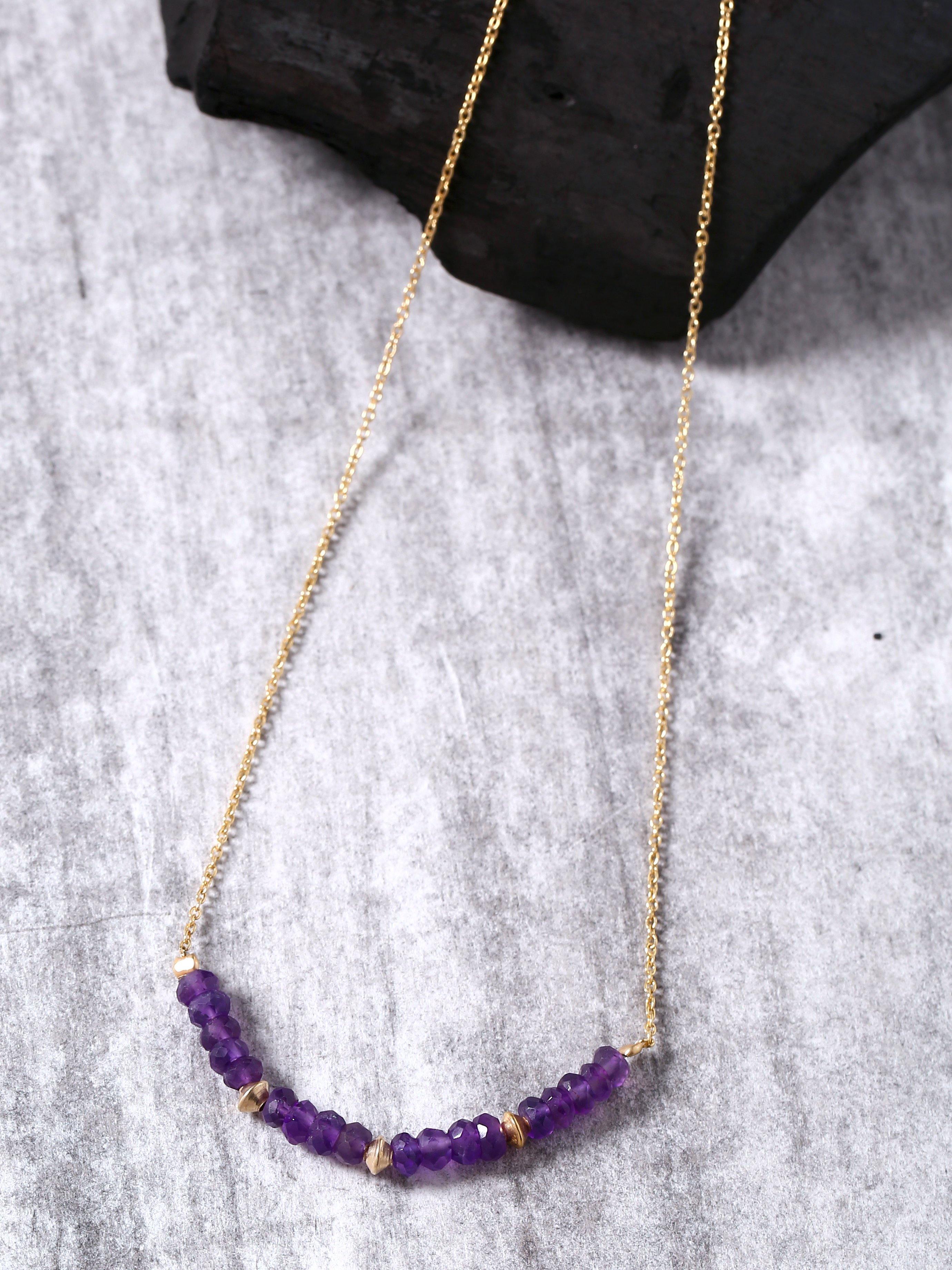 Amethyst Solid 925 Sterling Silver Gold Plated Chain Pendant Necklace Jewelry - YoTreasure
