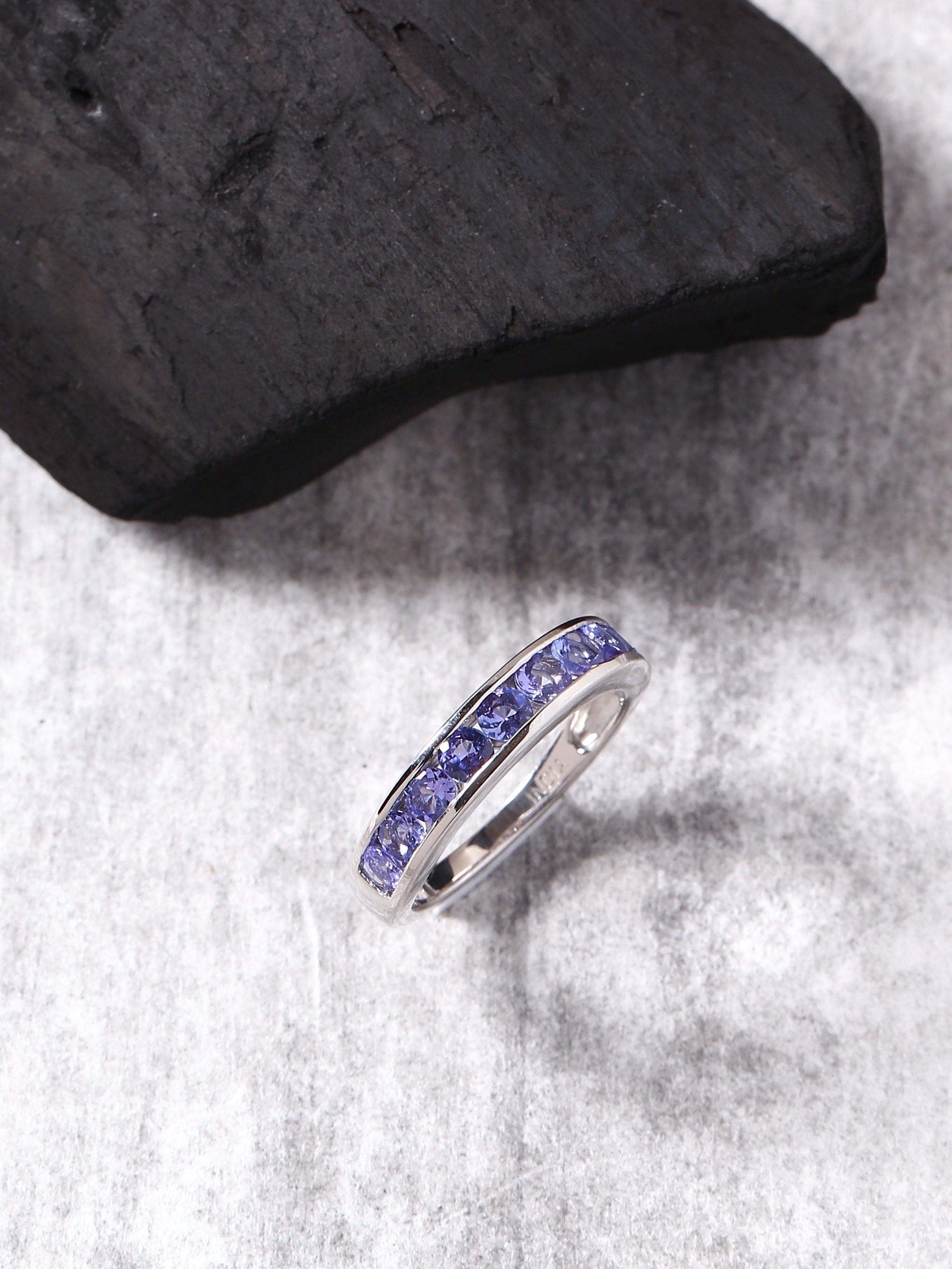 Tanzanite Solid 925 Sterling Silver Eternity Band Ring Jewelry - YoTreasure