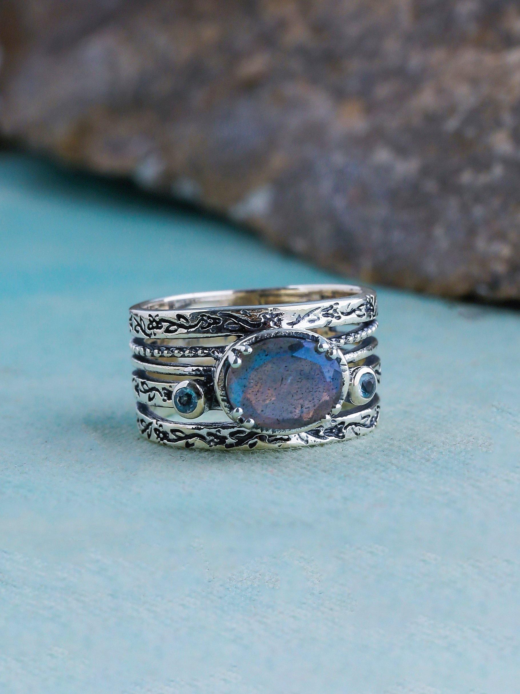 Swiss Blue Topaz Silver Gemstone Ring