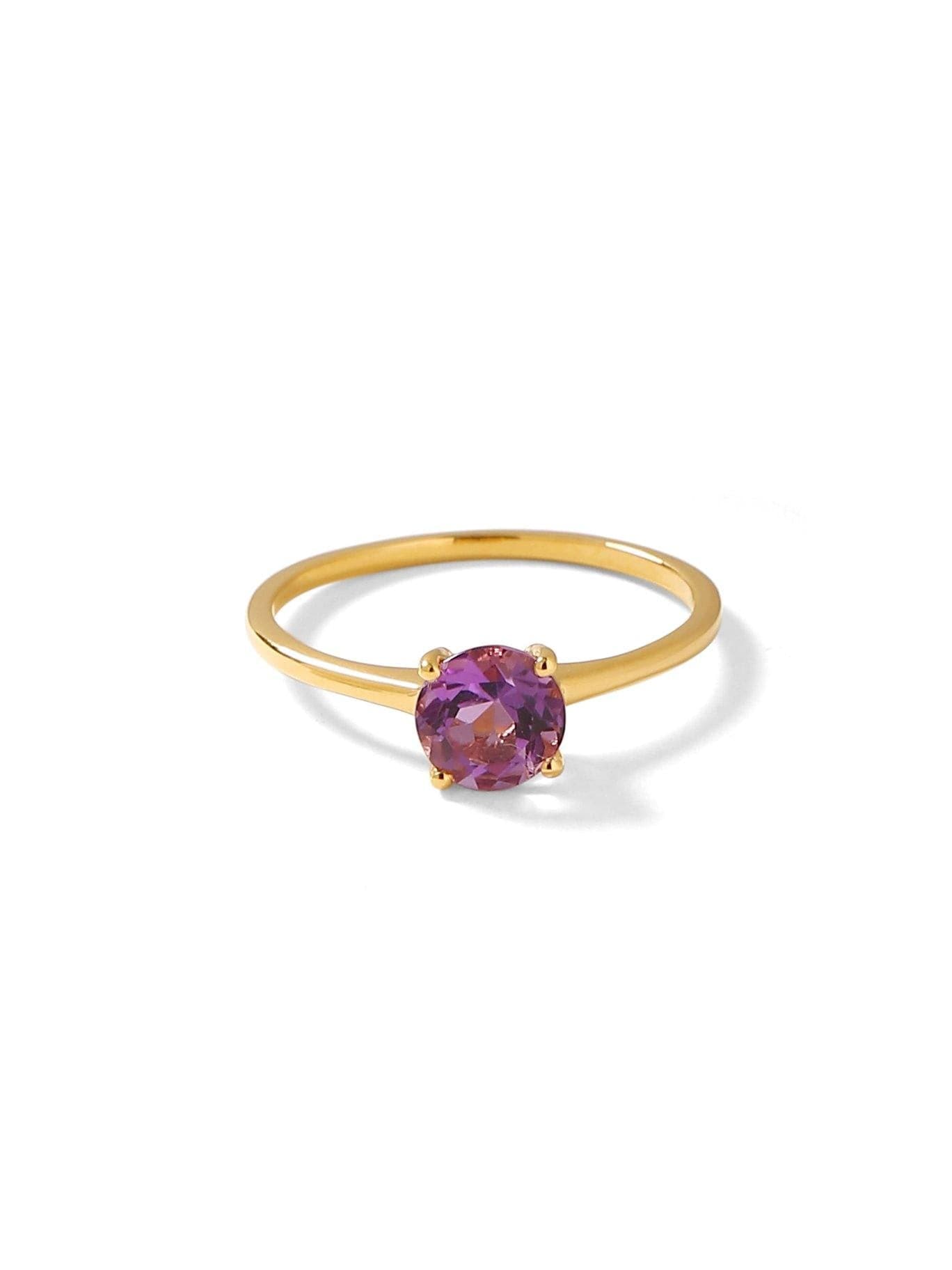 0.75 Ct Amethyst Solid 10k Yellow Gold Solitaire Ring Jewelry - YoTreasure