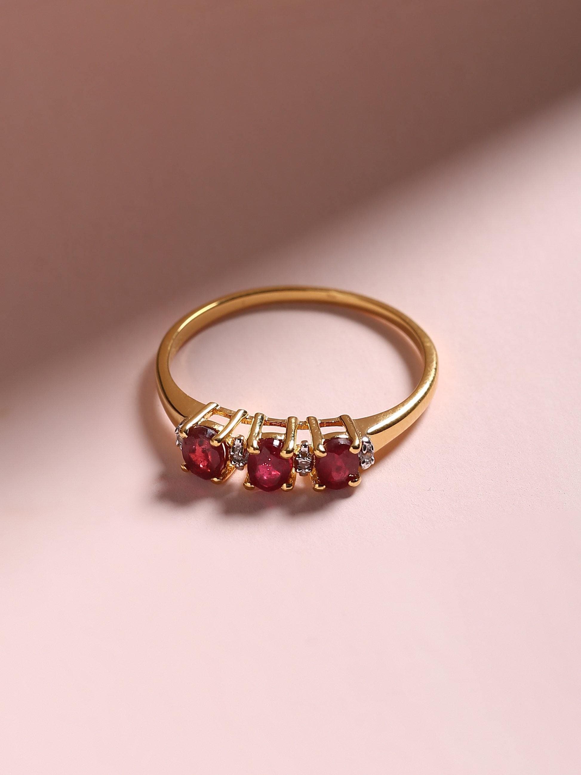 0.46 Ct. Glass Filled Ruby Solid 10k Yellow Gold Ring Jewelry - YoTreasure