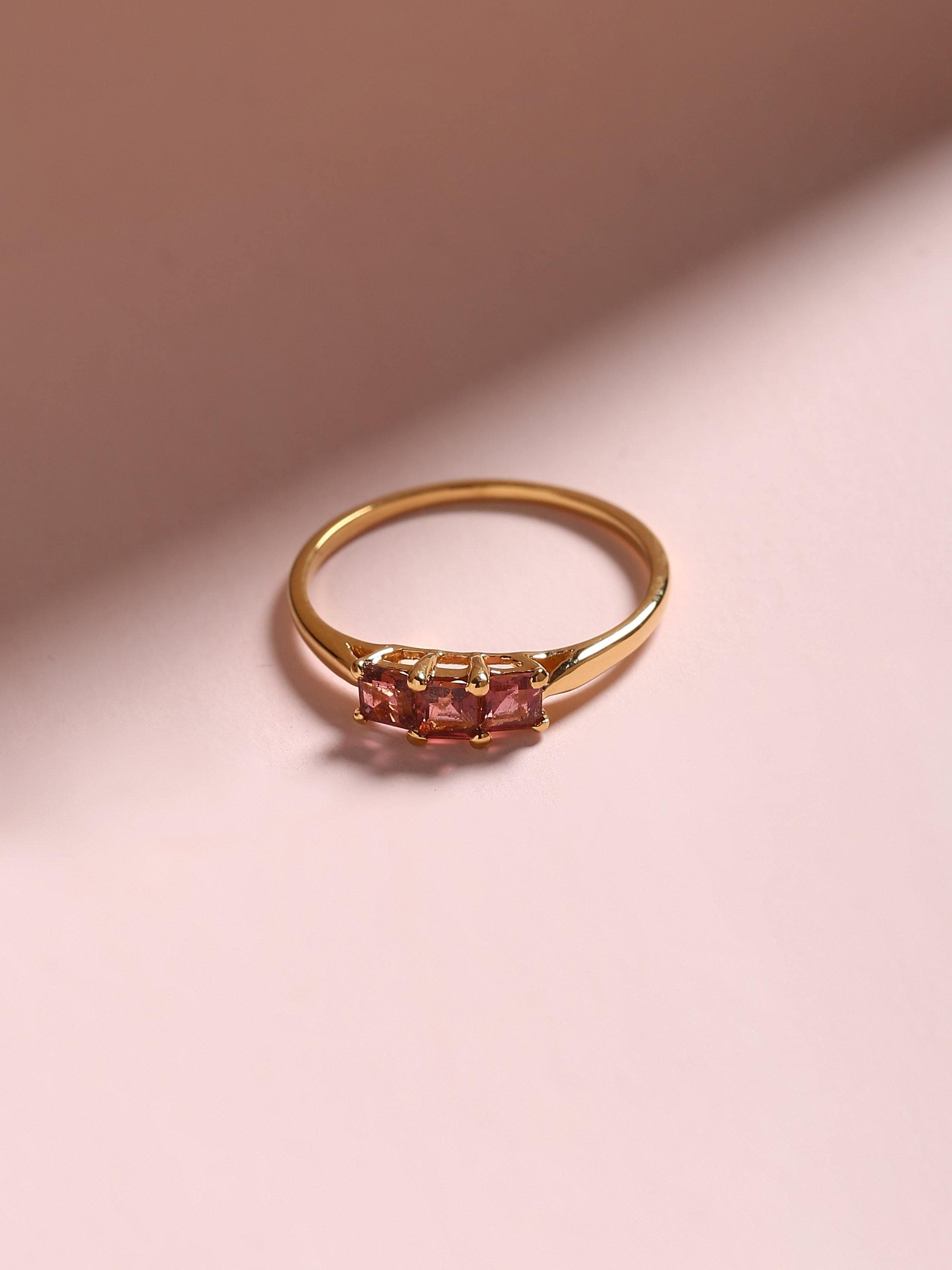 0.45 Ct. Tourmaline Solid 10k Yellow Gold Band Ring Jewelry - YoTreasure