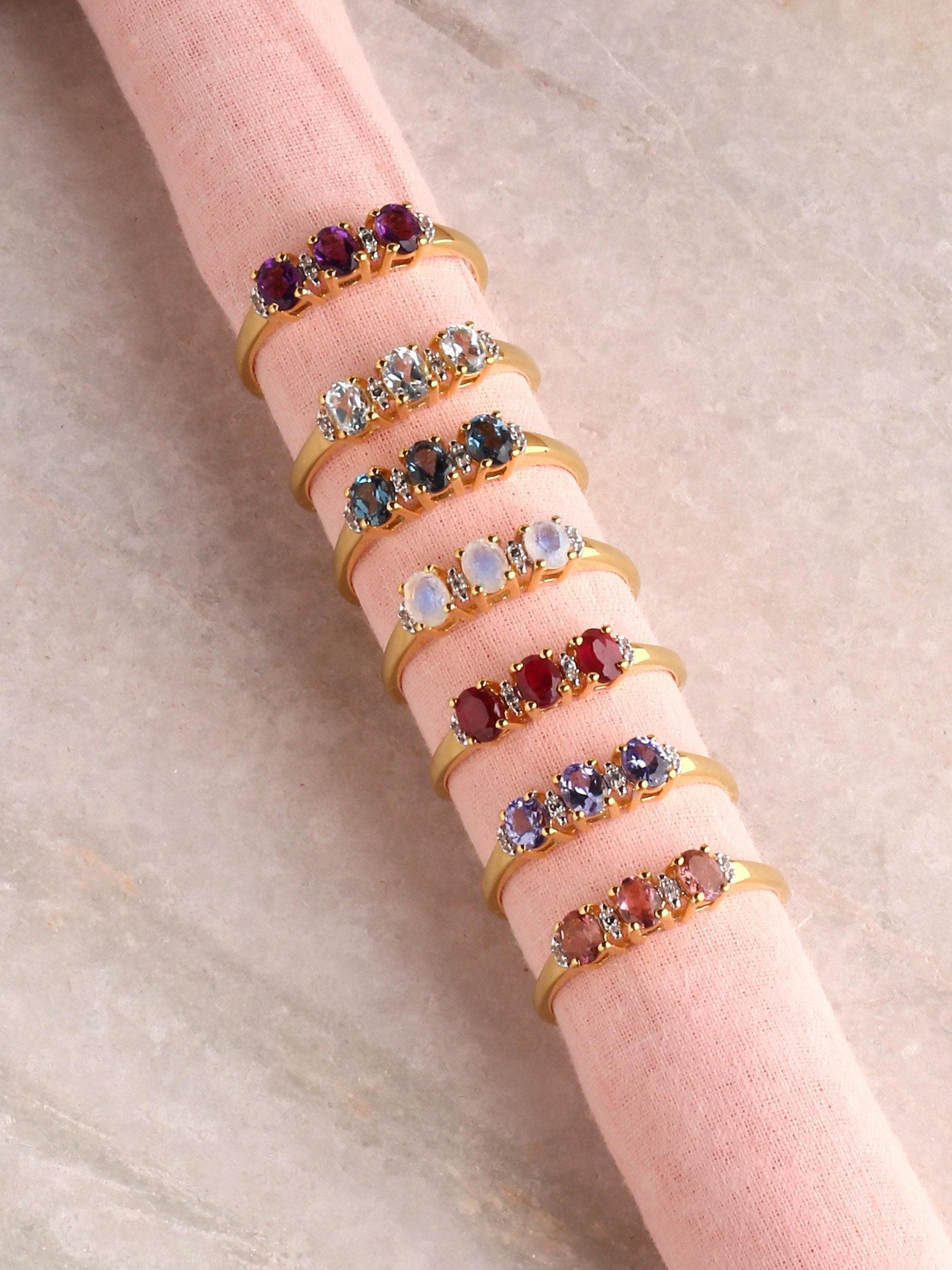 0.46 Ct. Rainbow Moonstone Solid 10k Yellow Gold Ring Jewelry - YoTreasure