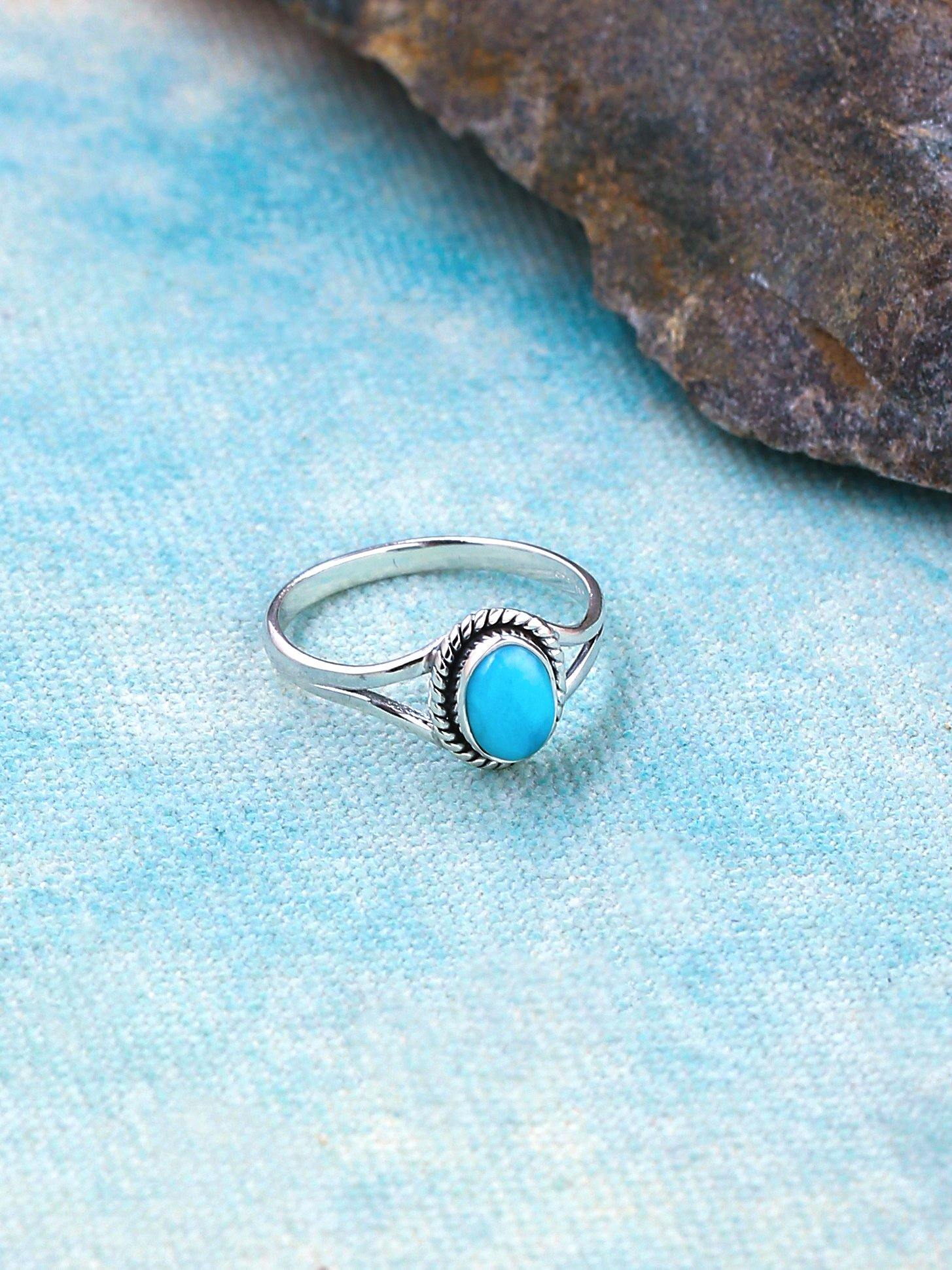 Natural Larimar Solid 925 Sterling Silver Ring Jewelry - YoTreasure