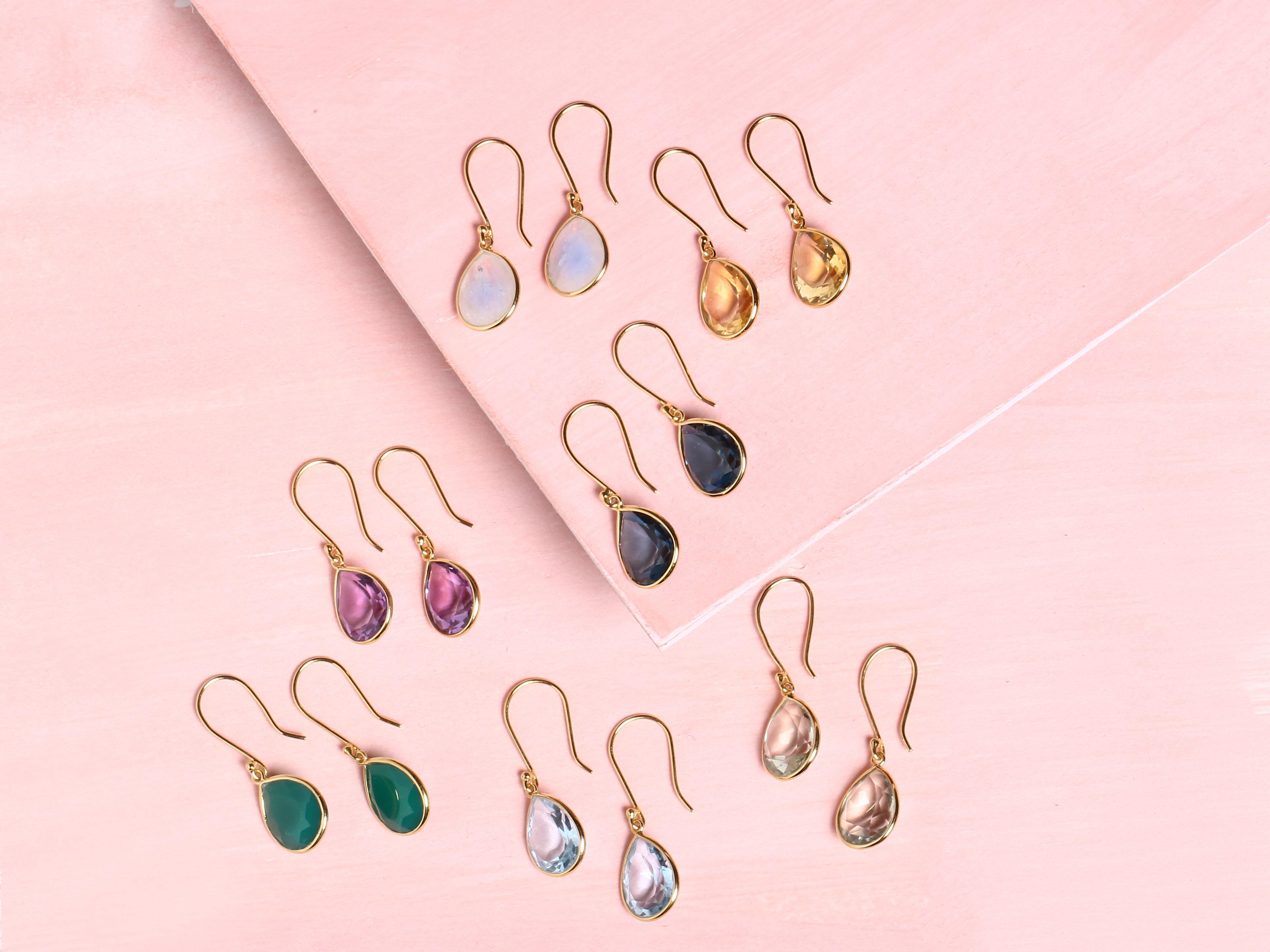 5.18 Ct Green Onyx Solid 10k Yellow Gold Teardrop Dangle Earrings - YoTreasure