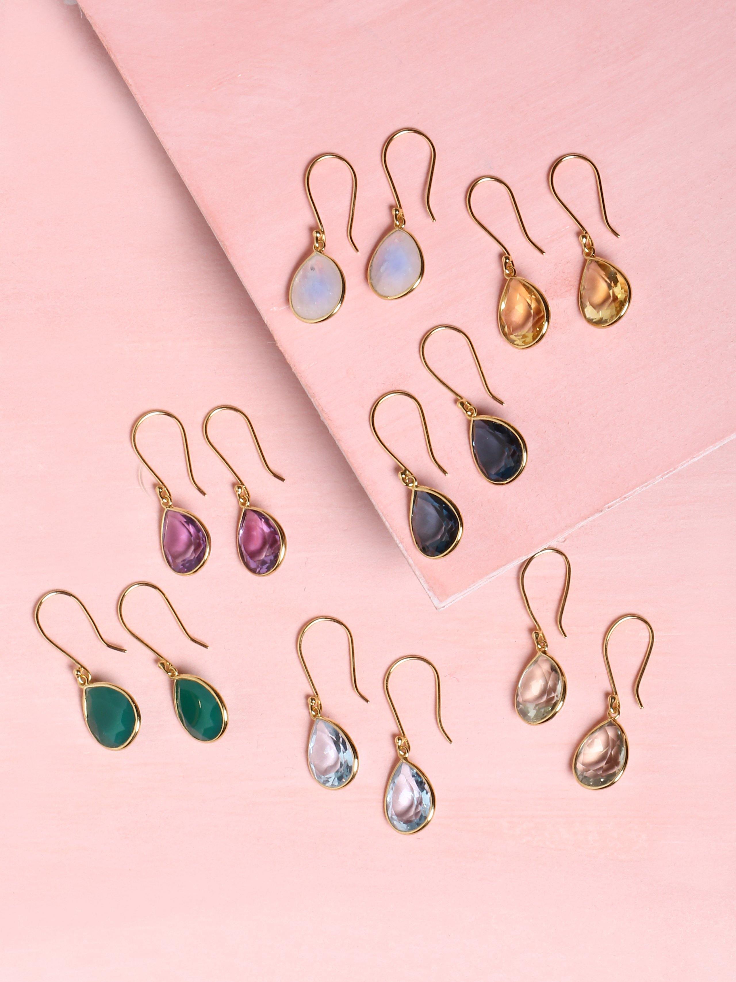 7.20 Ct Sky Blue Topaz Solid 10k Yellow Gold Teardrop Dangle Earrings - YoTreasure