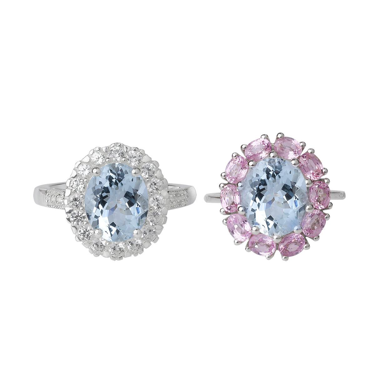 3.20 Ct. Aquamarine 14kt White Gold Engagement Ring Jewelry - YoTreasure