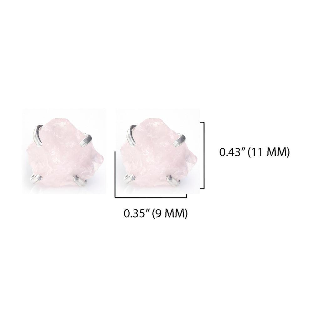 Raw Rose Quartz Solid 925 Sterling Silver Stud Earrings Jewelry - YoTreasure