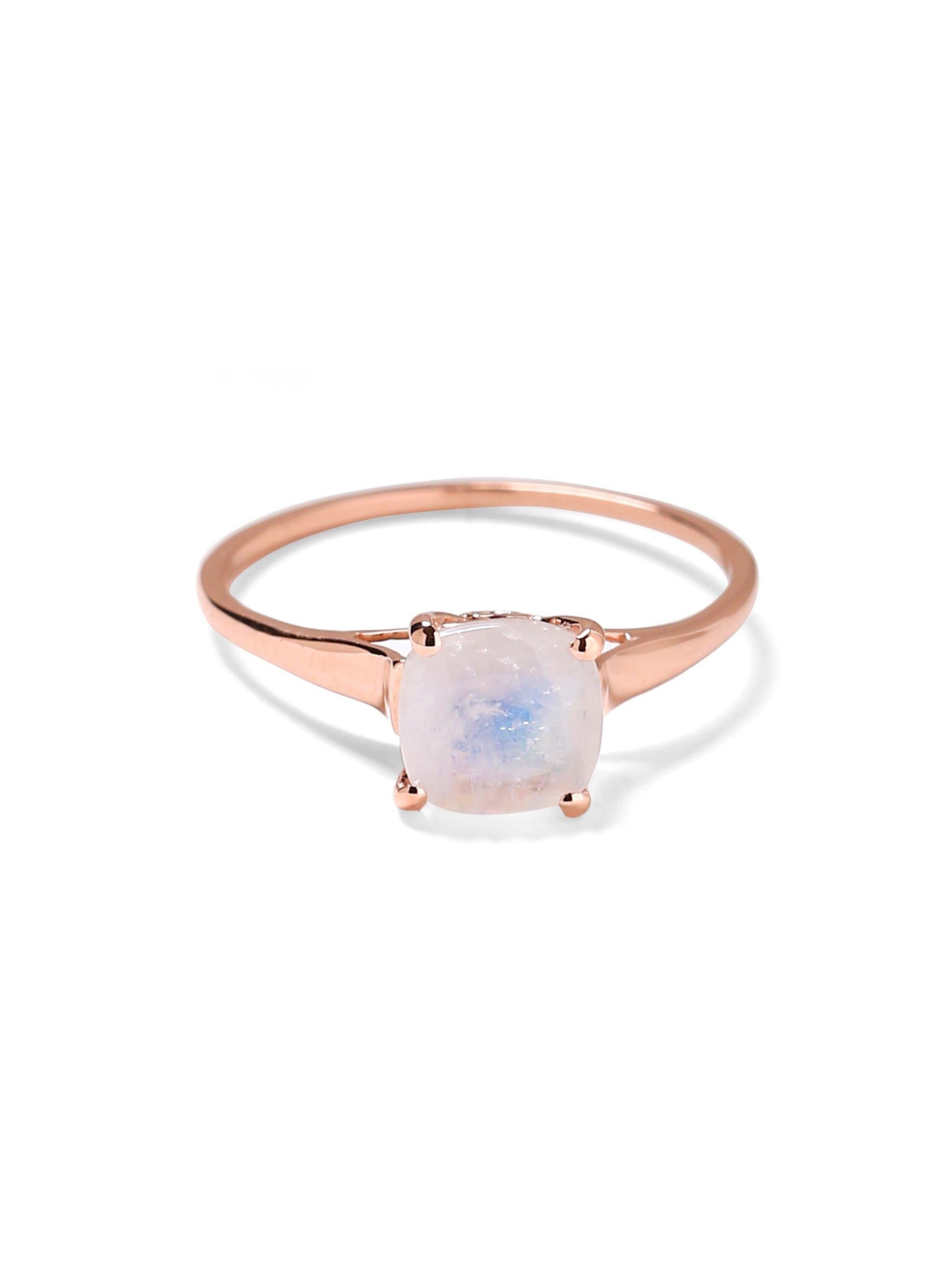 1.88 Cts Rainbow Moonstone Solid 10k Rose Gold Ring Jewelry - YoTreasure