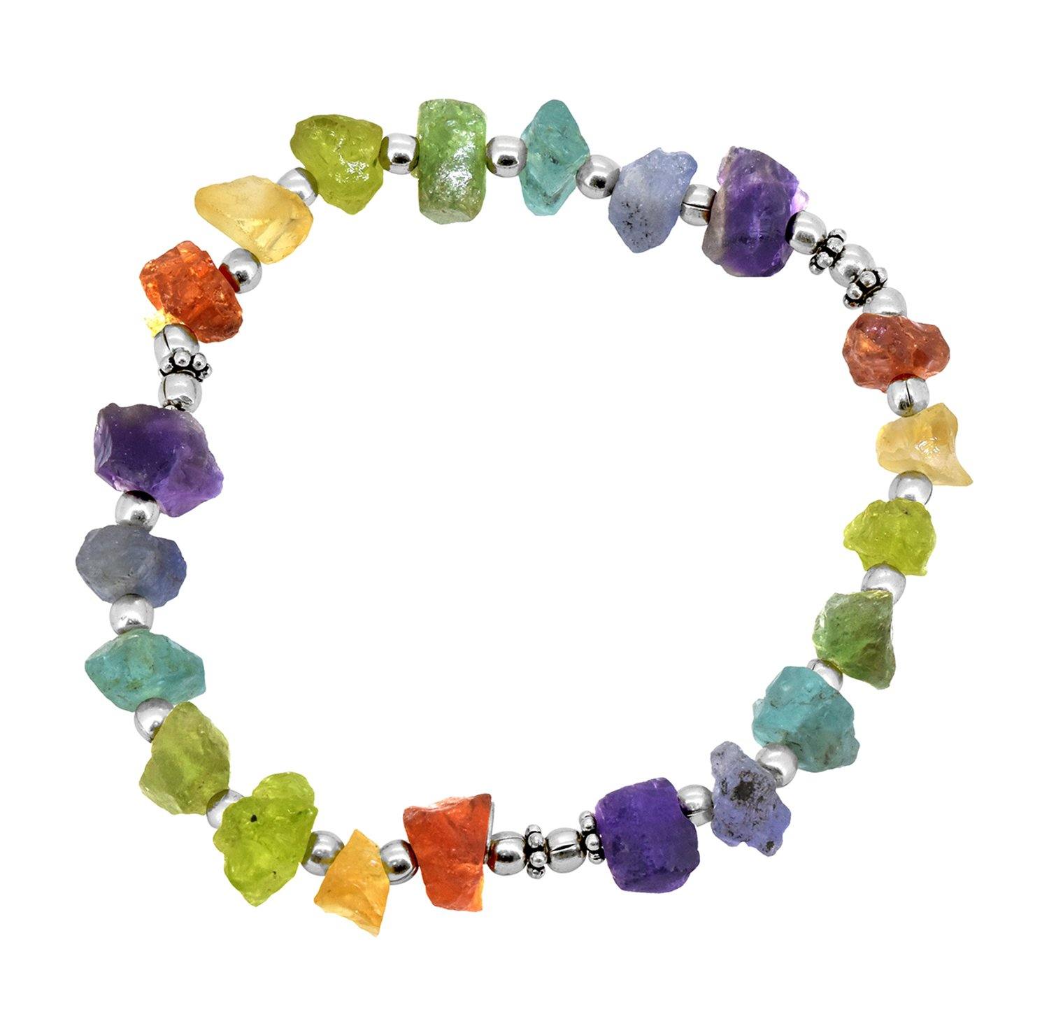Chakra Stones 925 Sterling Silver Stretch Bracelet Jewelry - YoTreasure