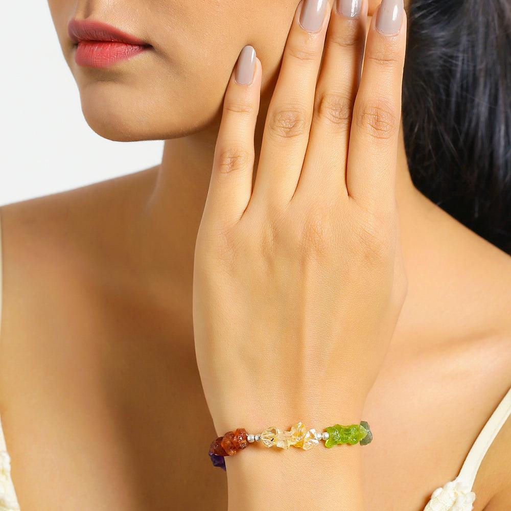 Chakra Stones 925 Sterling Silver Stretch Bracelet Jewelry - YoTreasure