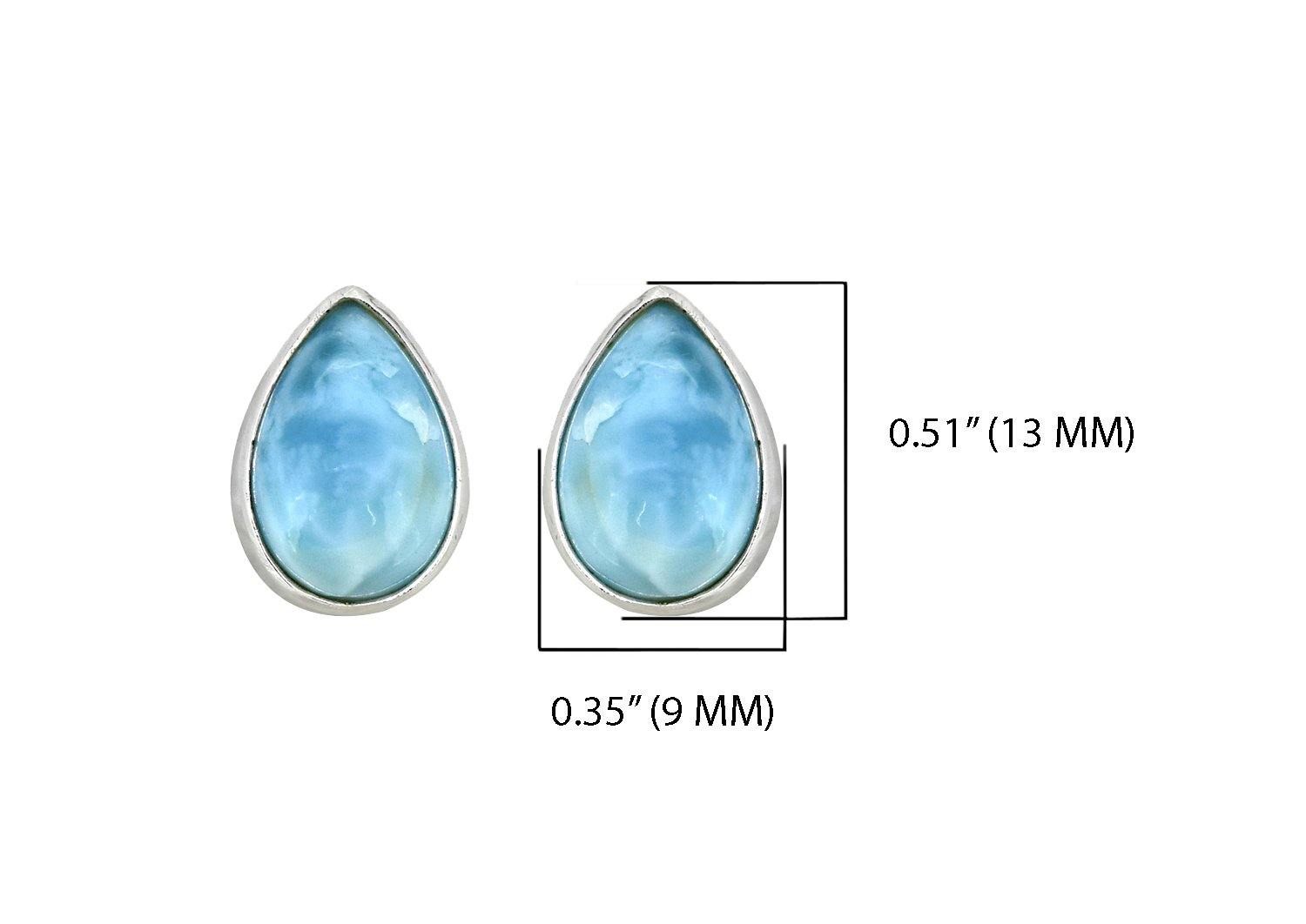 Larimar Solid 925 Sterling Silver Stud Earrings Jewelry - YoTreasure