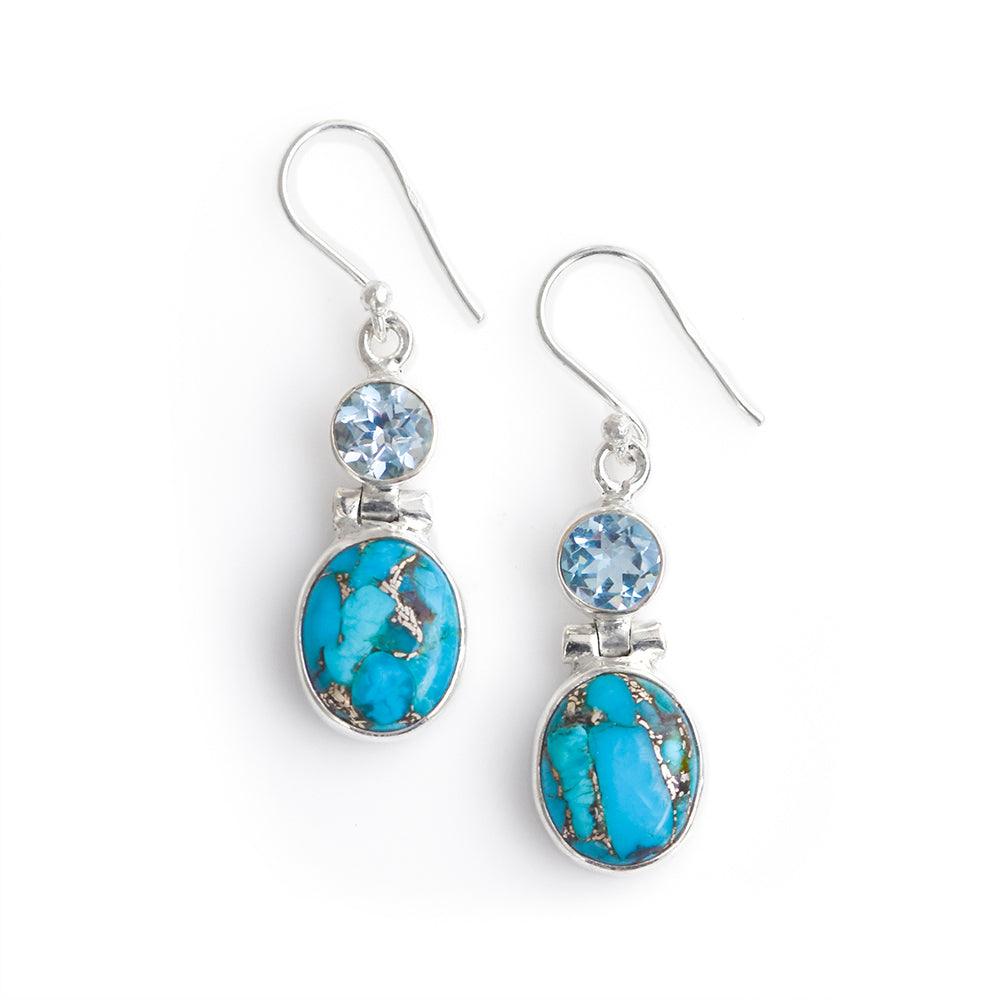Turquoise Blue Topaz 925 Sterling Silver Dangle Earrings Jewelry - YoTreasure