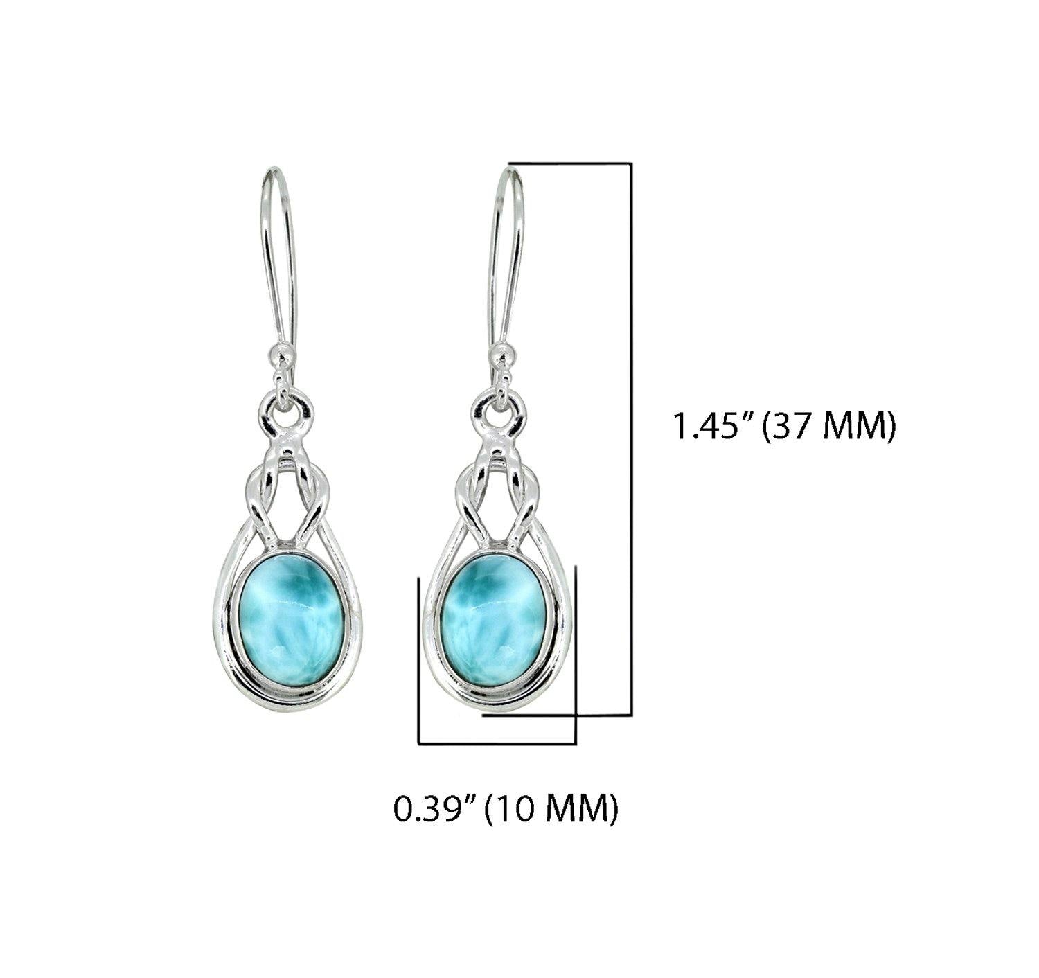 Larimar Solid 925 Sterling Silver Knot Dangle Earrings Jewelry - YoTreasure