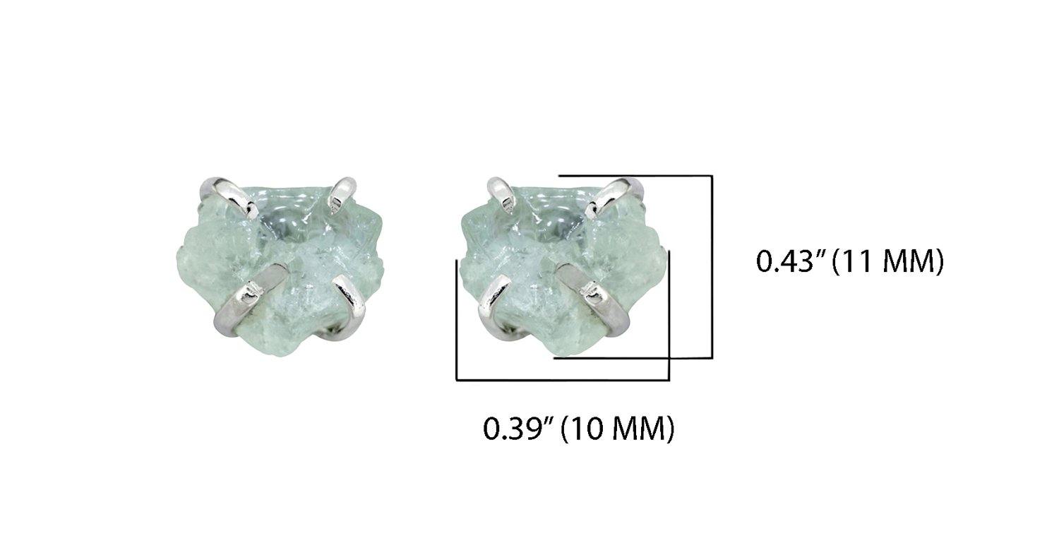 Rough Aquamarine Solid 925 Sterling Silver Stud Earrings - YoTreasure