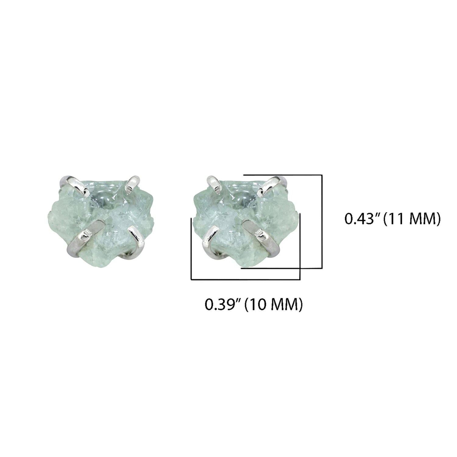 Rough Aquamarine Solid 925 Sterling Silver Stud Earrings - YoTreasure
