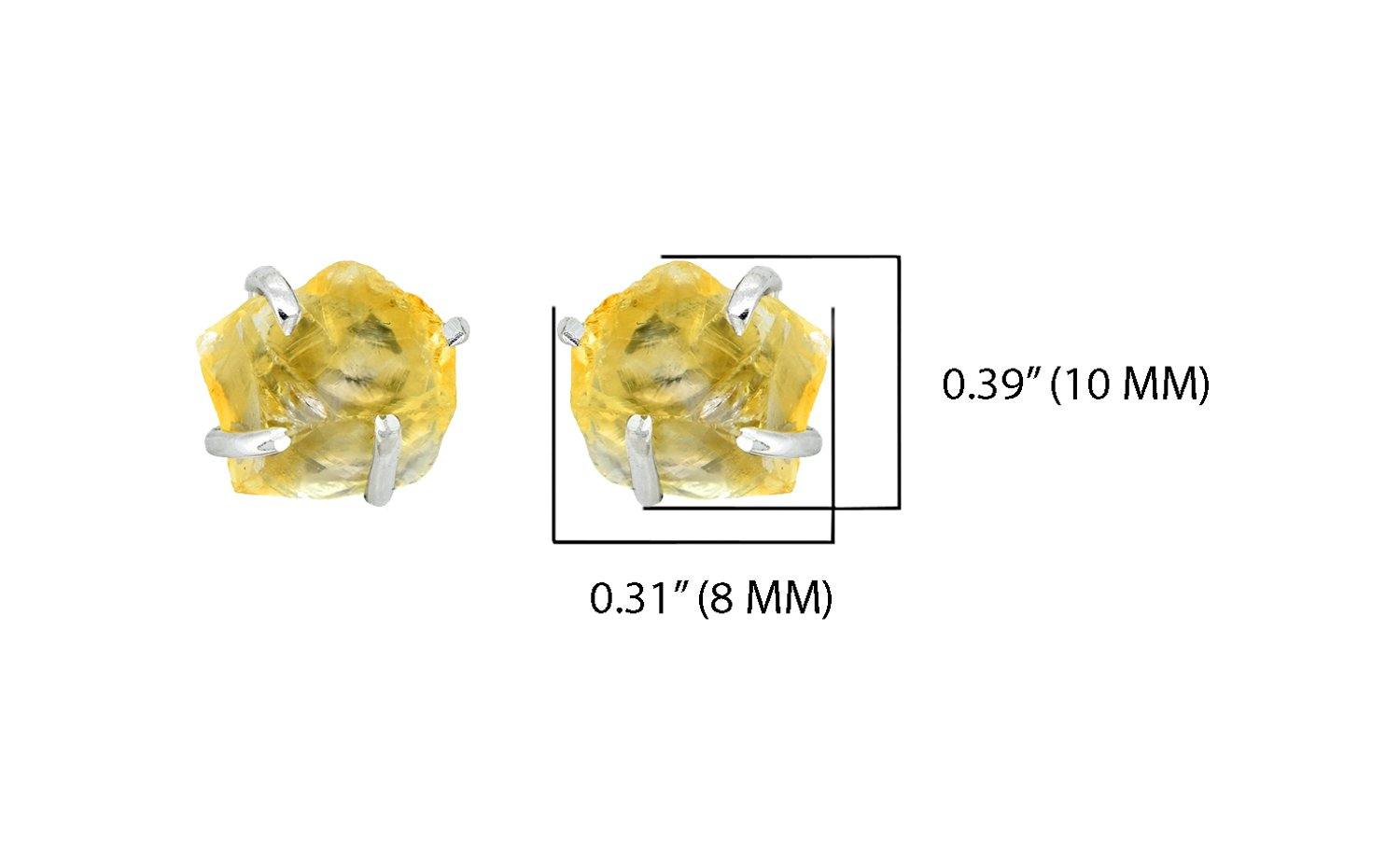 Rough Citrine Solid 925 Sterling Silver Stud Earrings Jewelry - YoTreasure