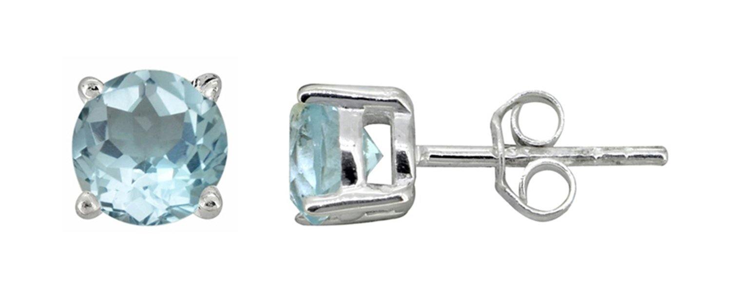 Blue Topaz Sterling Silver Gemstone Earrings - YoTreasure