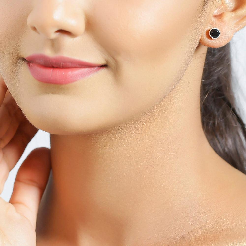 Black Onyx Solid 925 Sterling Silver Stud Earrings - YoTreasure