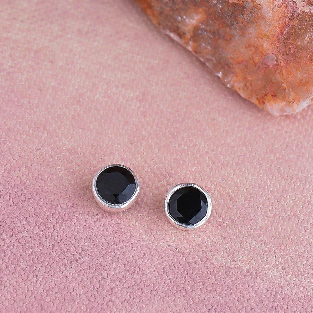 Black Onyx Solid 925 Sterling Silver Stud Earrings - YoTreasure