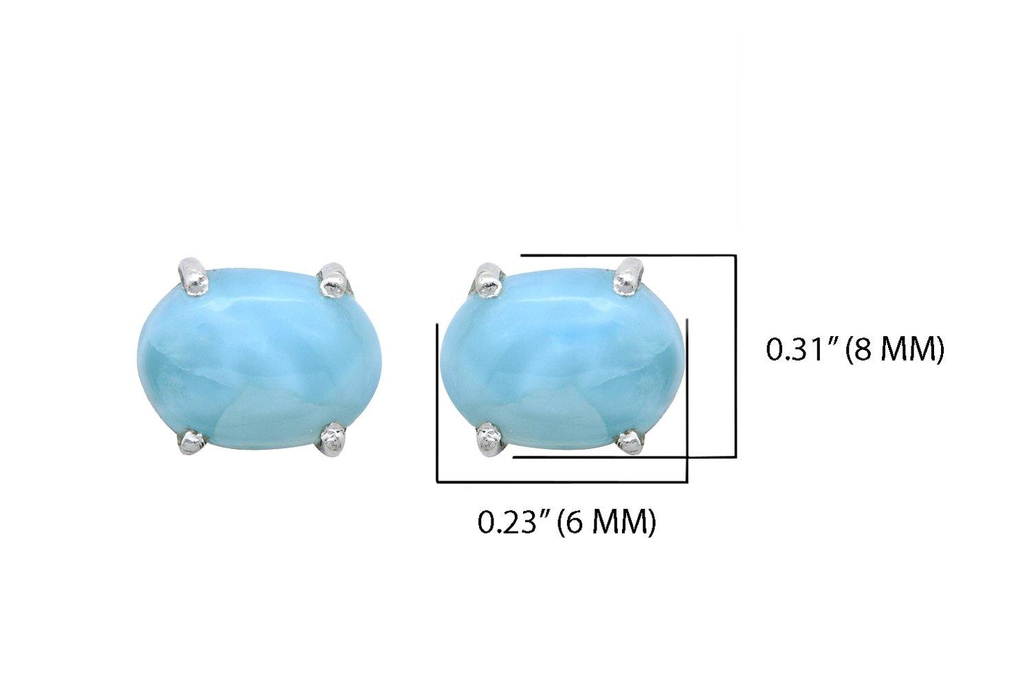 Natural Larimar Solid 925 Sterling Silver Stud Earrings - YoTreasure