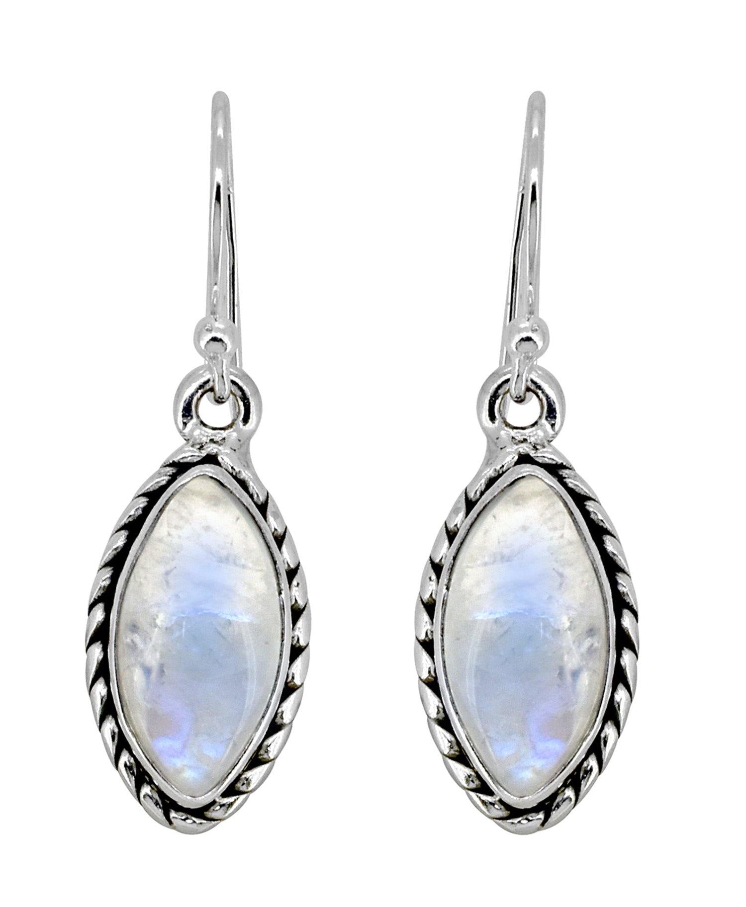 Rainbow Moonstone Solid 925 Sterling Silver Dangle Earrings Jewelry - YoTreasure