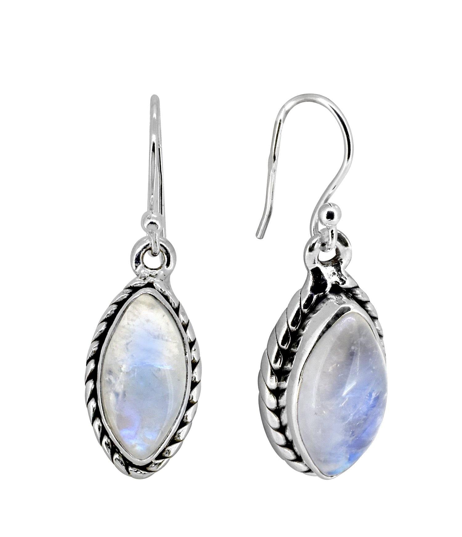Rainbow Moonstone Solid 925 Sterling Silver Dangle Earrings Jewelry - YoTreasure