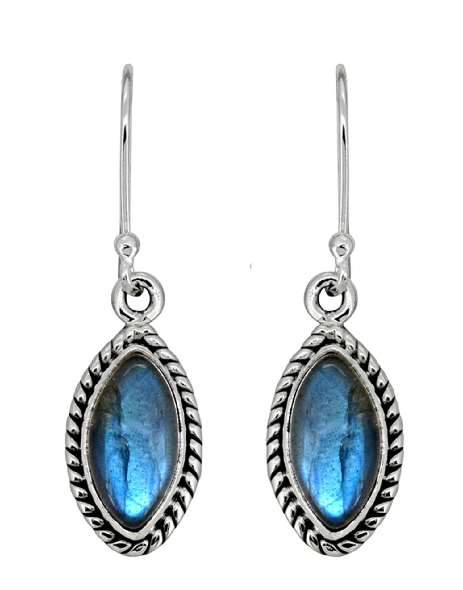 1.45" Labradorite Solid 925 Sterling Silver Dangle Earrings Jewelry - YoTreasure
