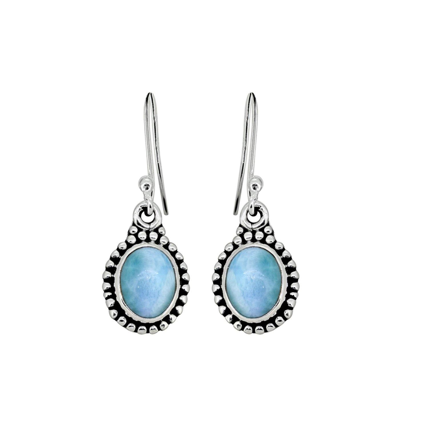 1.25" Larimar Solid 925 Sterling Silver Dangle Earrings Jewelry - YoTreasure